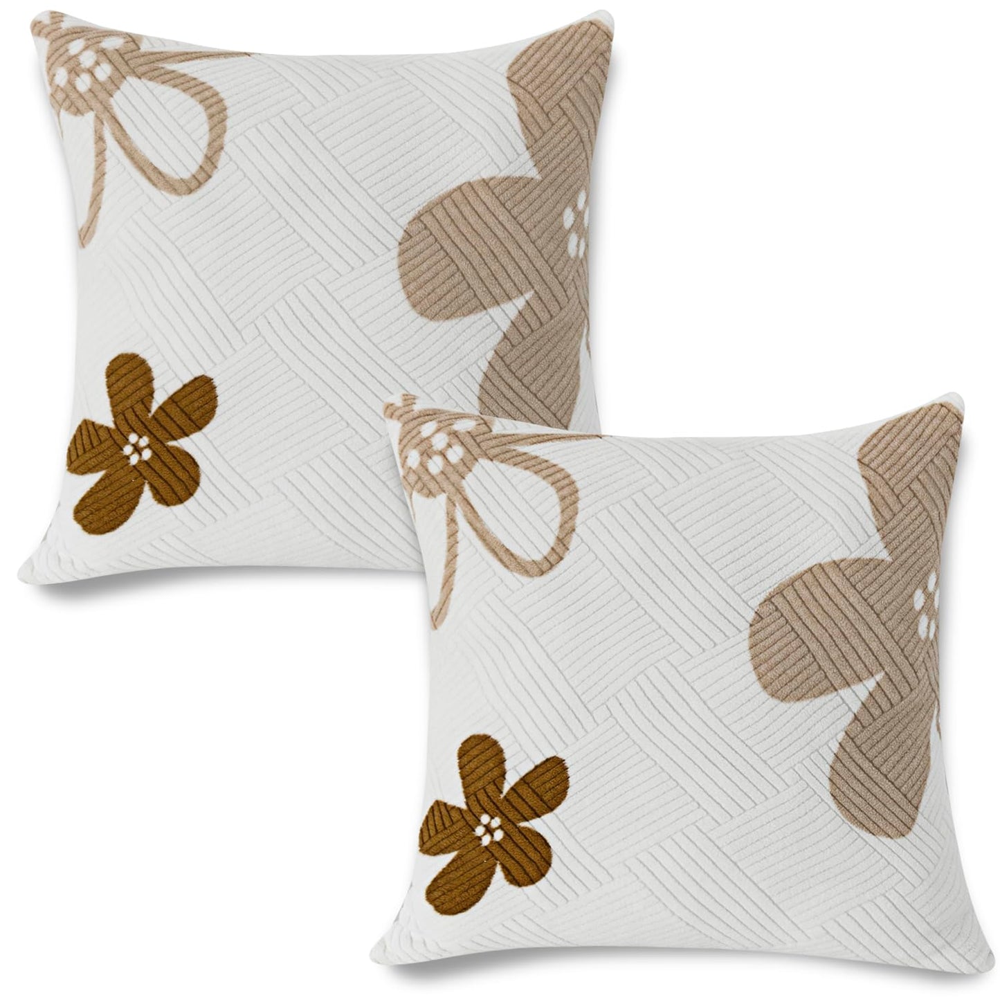 HOKIPO Stretchable Thick Fleece Pack of 2 Cushion Cover 18x18 Inches, Russet Brown