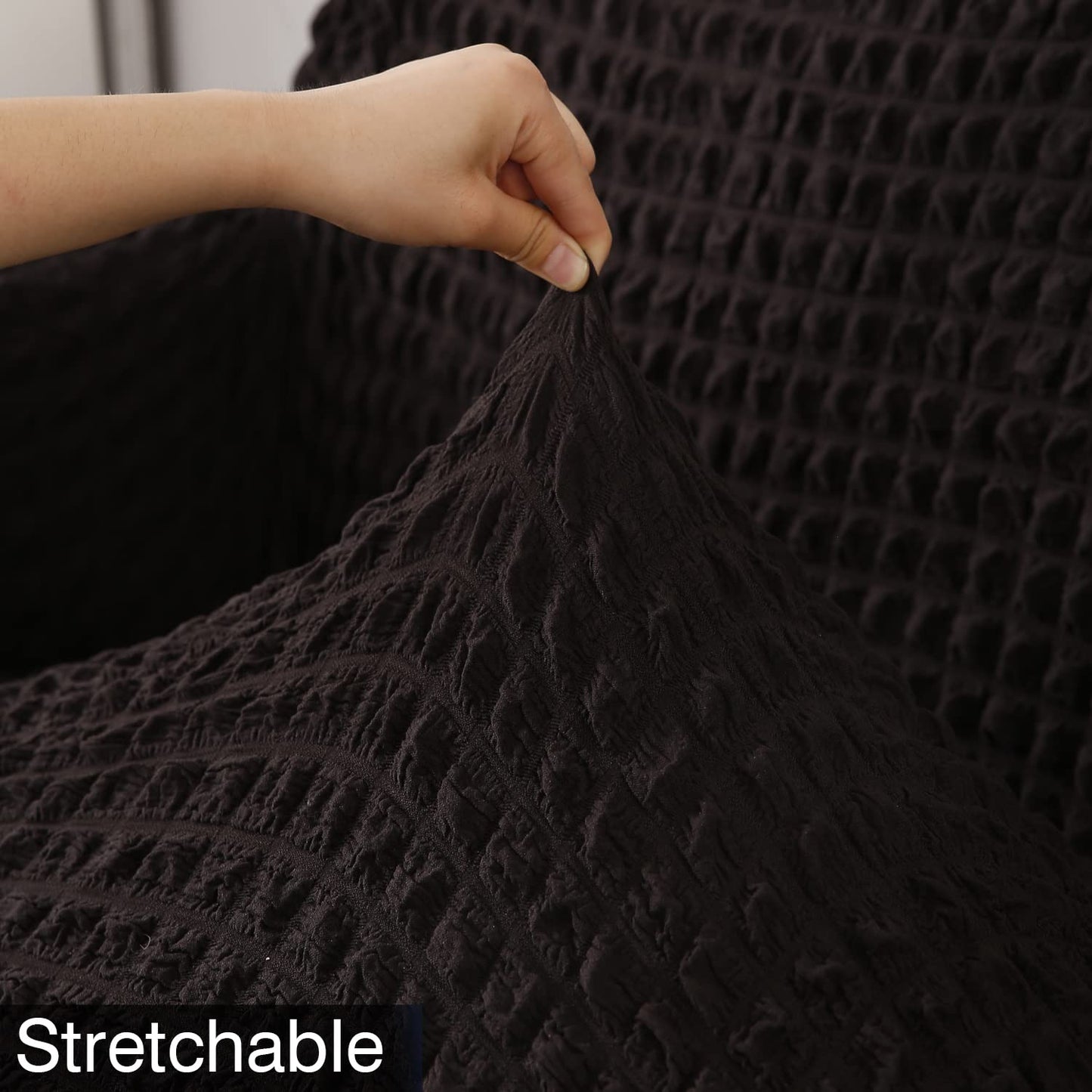 Dark Chocolate Elastic stretchable Turkish Bubble frill sofa cover set