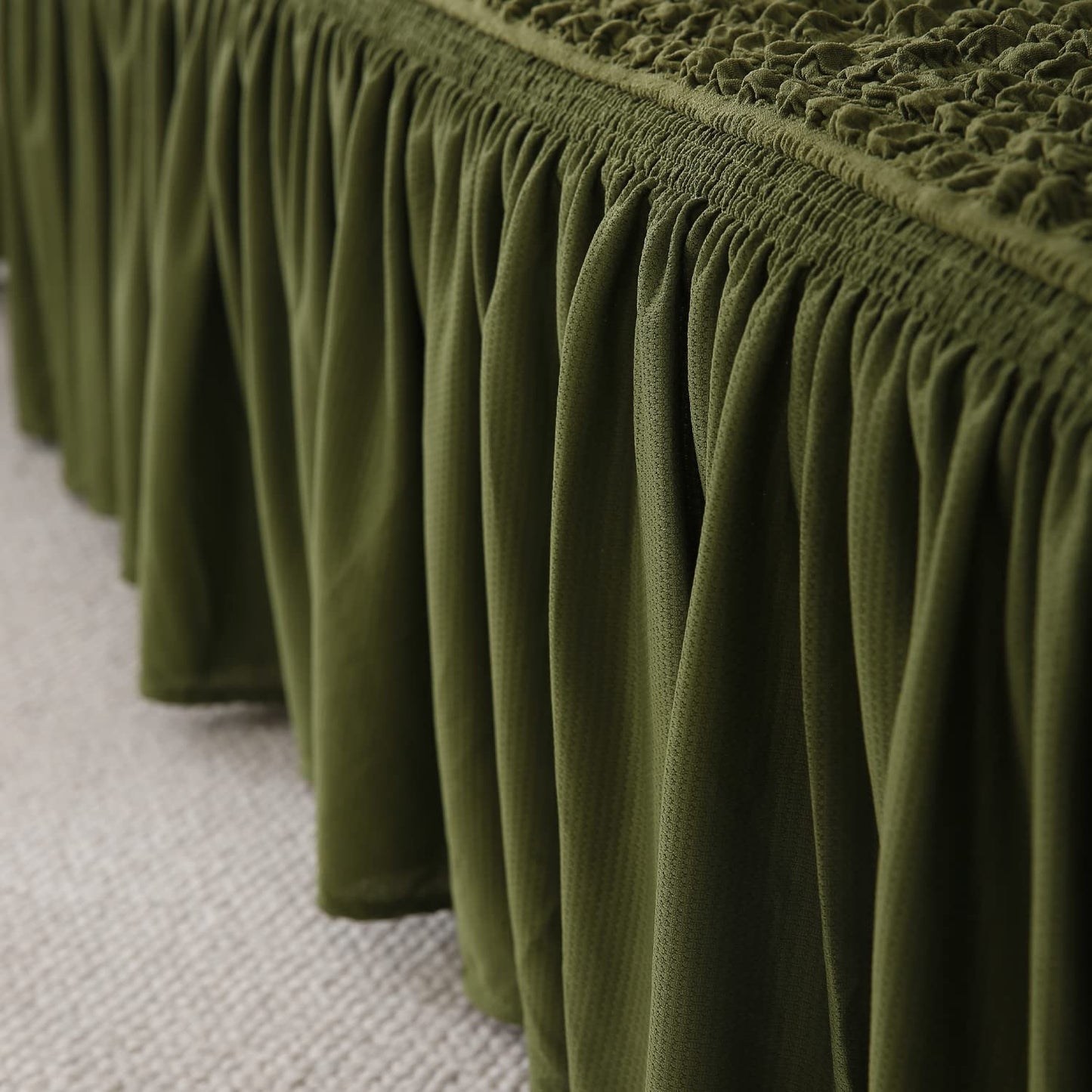 Forest Green Elastic Turkish Bubble Frill seater modern sofa cover design