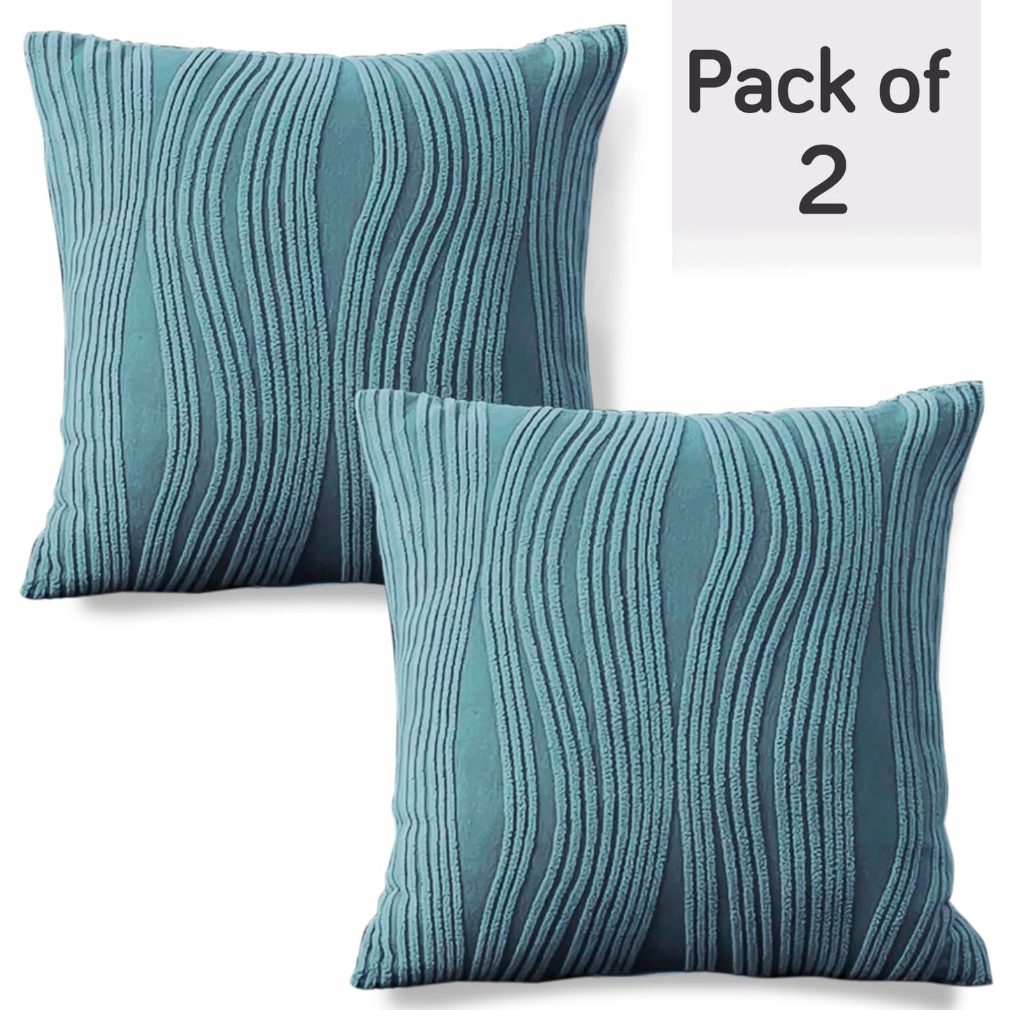 Buy Sea Blue Colour Elegant Square Zippered Sofa Pillow Cover Online
