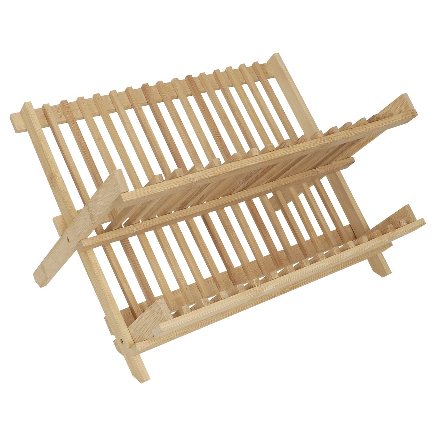 Wooden Folding 2-Tier Bamboo Plate Stands, 38 x 25 x 23 cm
