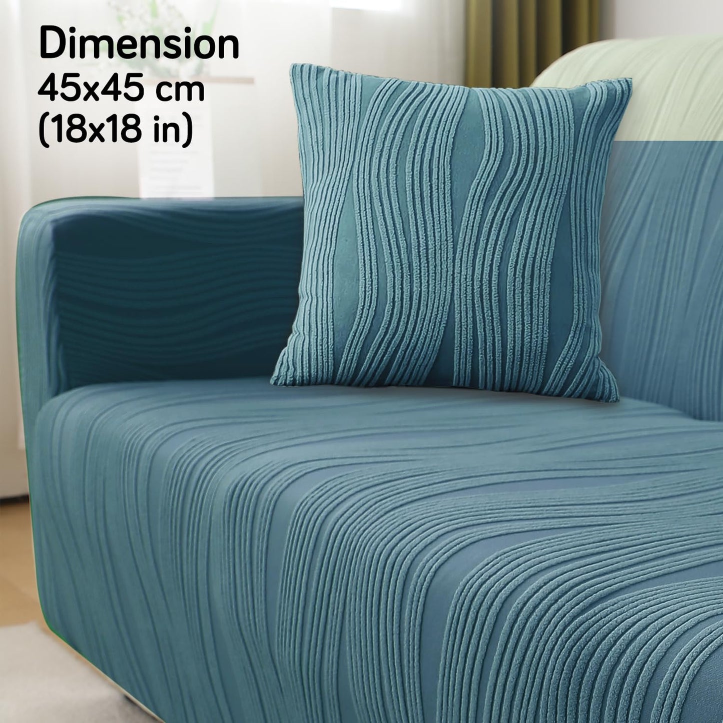 Buy Sea Blue Colour Premium Square Zippered Sofa Cushion Covers for Traditional Decor