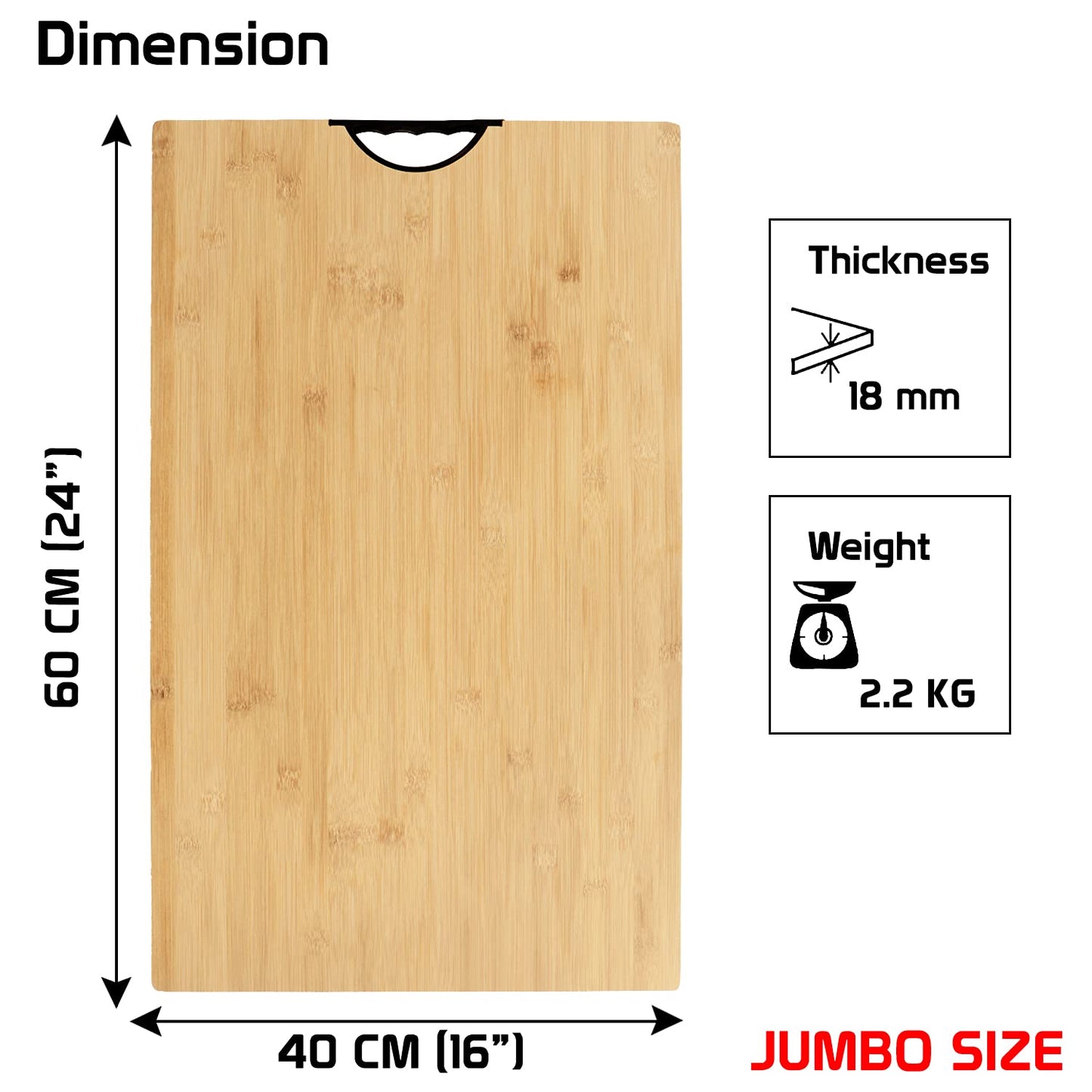 Bamboo Wood Chopping Cutting Board for Kitchen, Beige