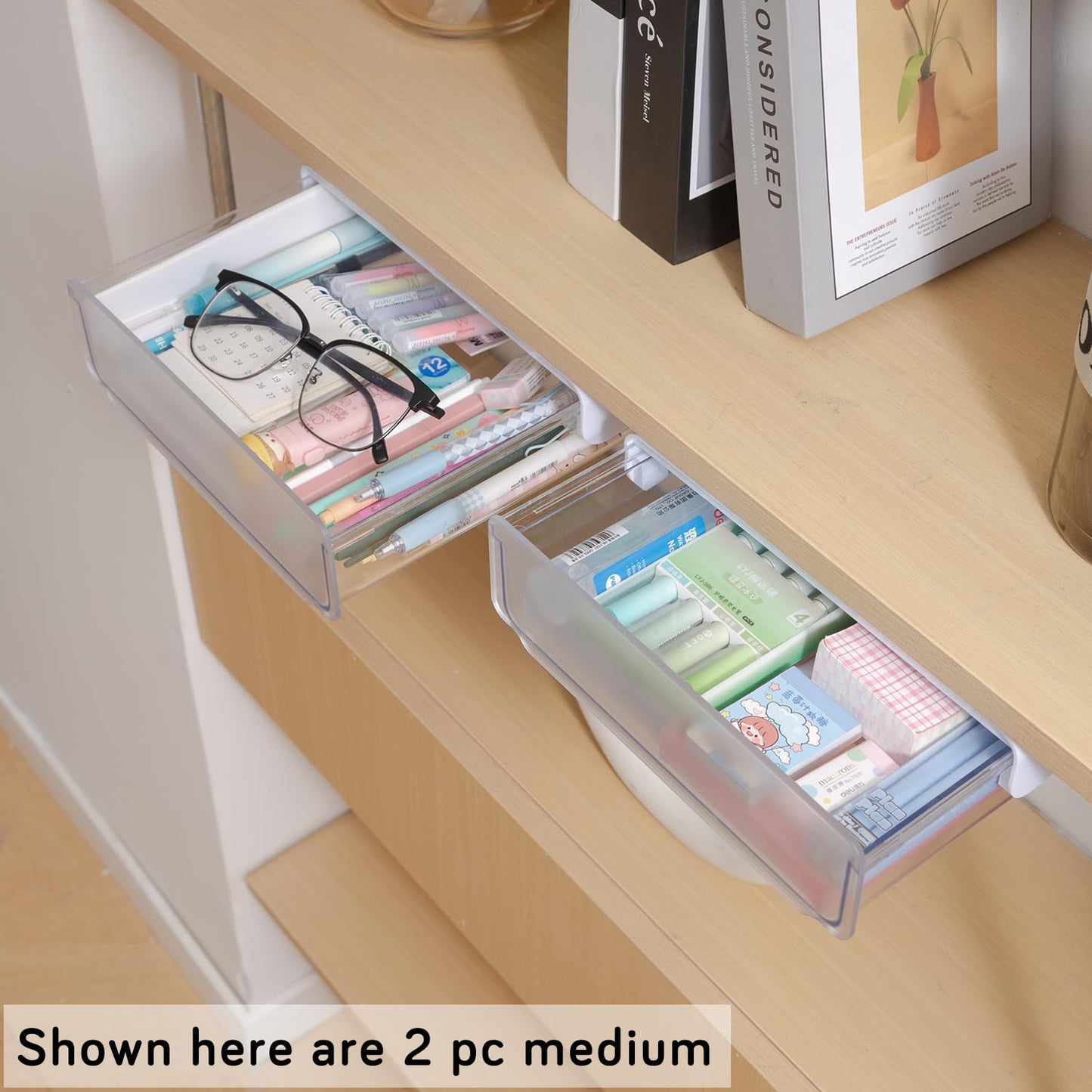 Drawers for Under Table/Wardrobe. Self Adhesive, Easy Installation. Innovative Desk Organizer