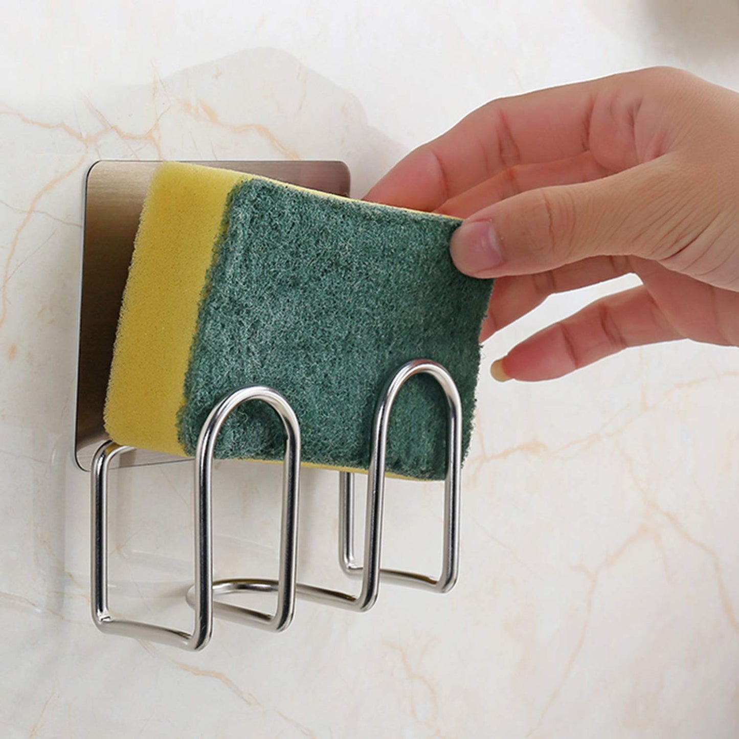 Magic Sticker Series Self Adhesive Stainless Steel Kitchen Scrubber Sponge Holder