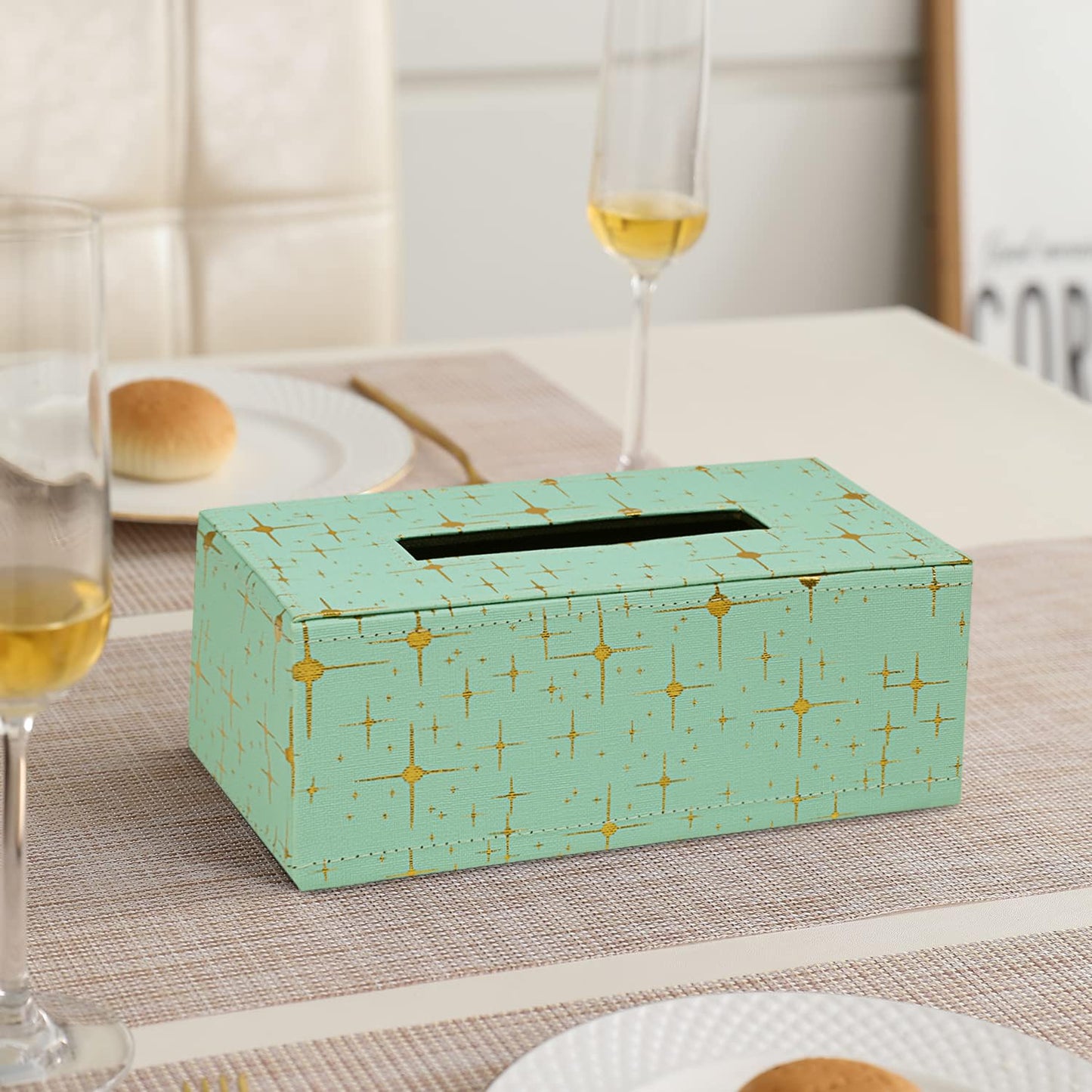 Faux Leather Large Tissue Paper Holder, Turquoise