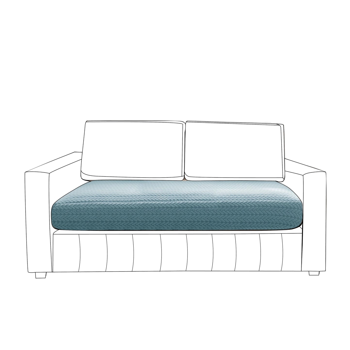 Stretchable Thick Jacquard Textured Seat Couch Cushion Cover for 1/2/3 Seaters, Carolina Blue