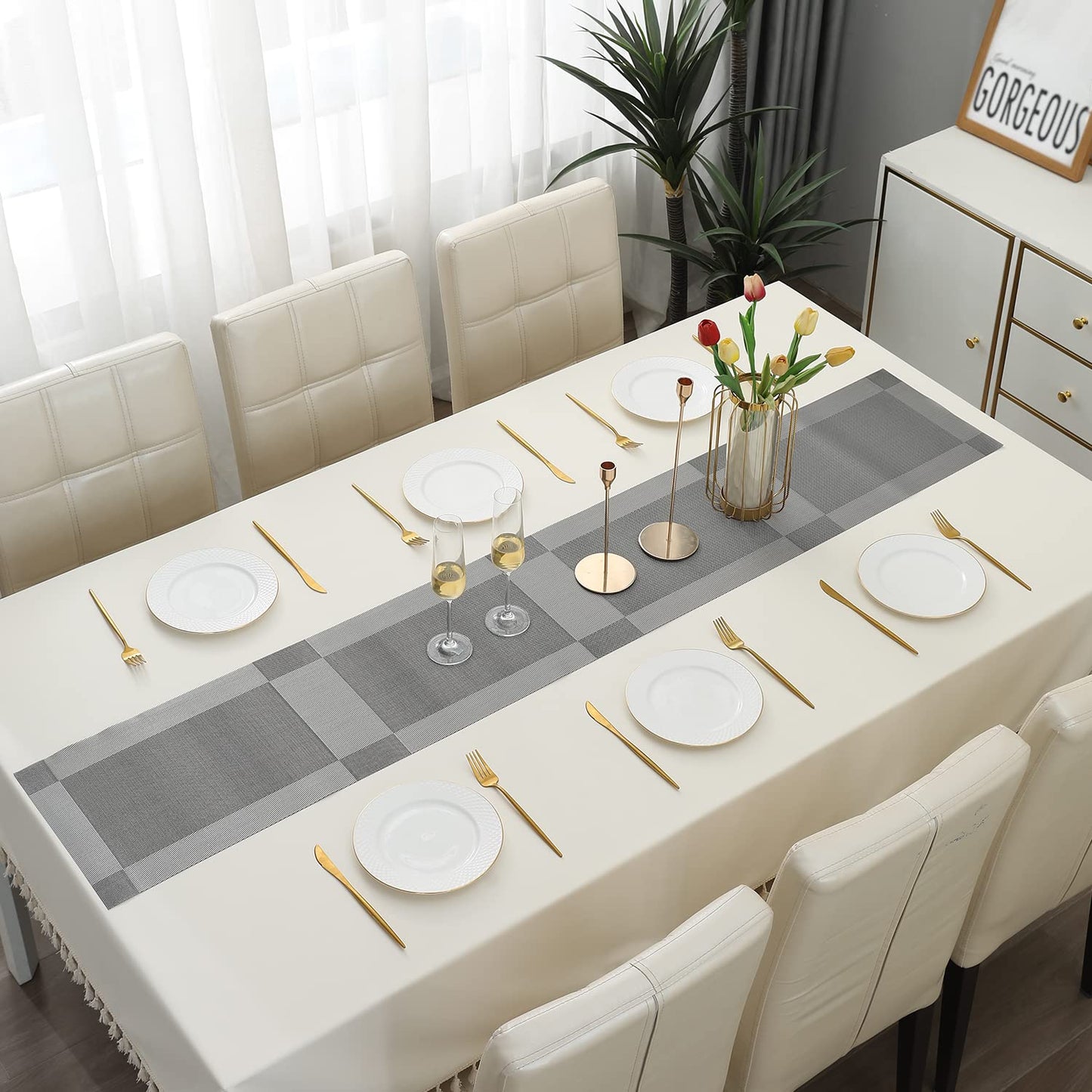 PVC Table Runner, Silver