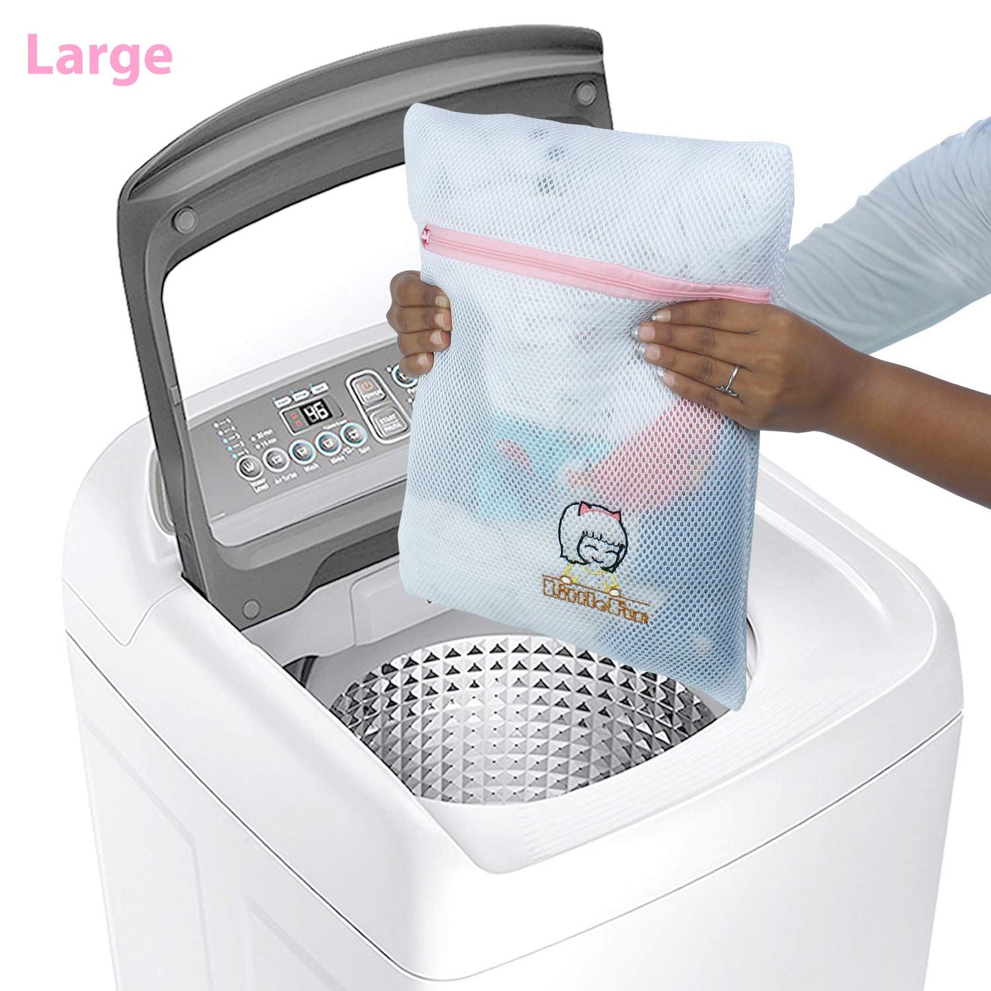 Premium Dual Layered Mesh Bags for Laundry Clothes Washing Bag, Pack of 5 (White)
