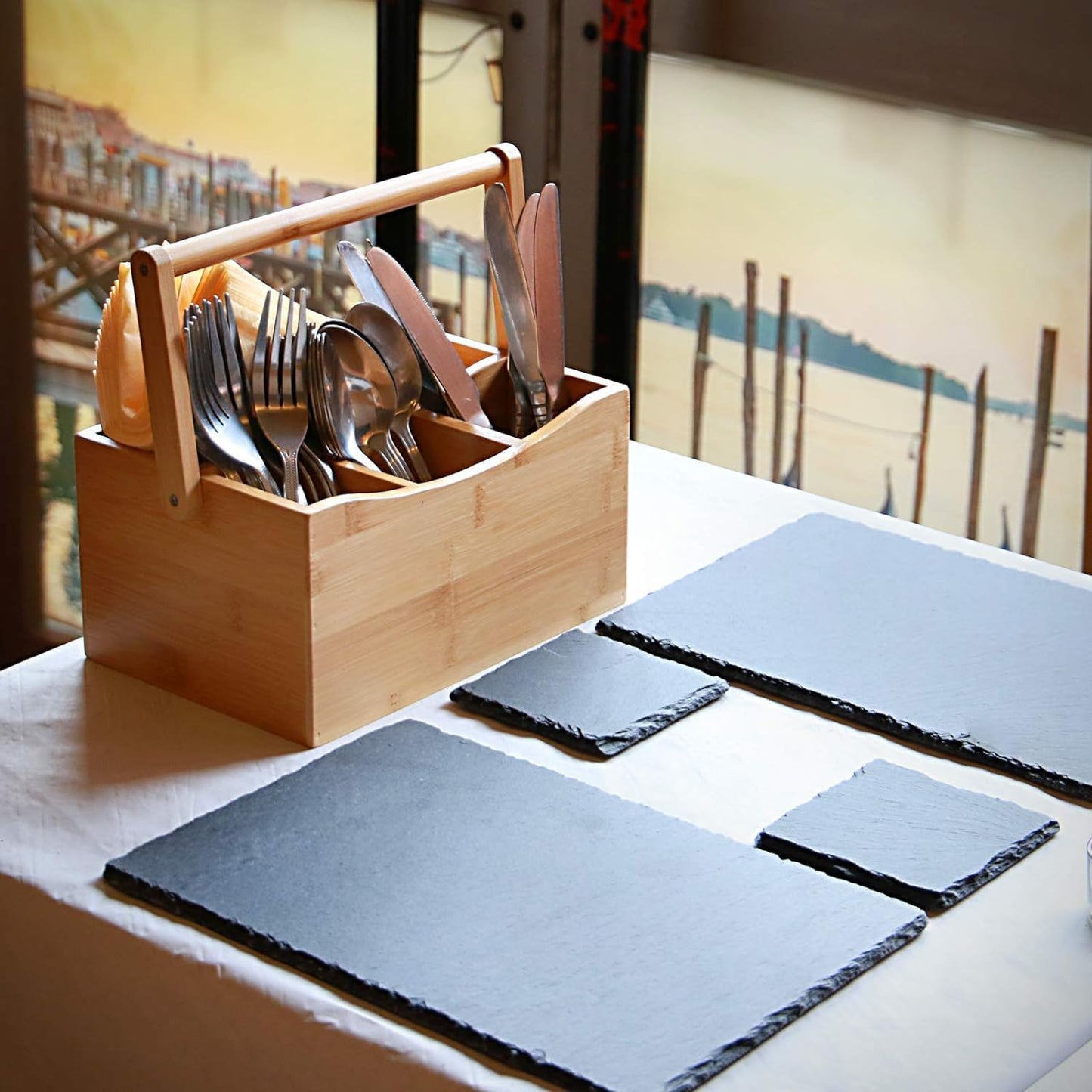 Wooden Cutlery Holder for Kitchen Dining Table Culery Stand Caddy