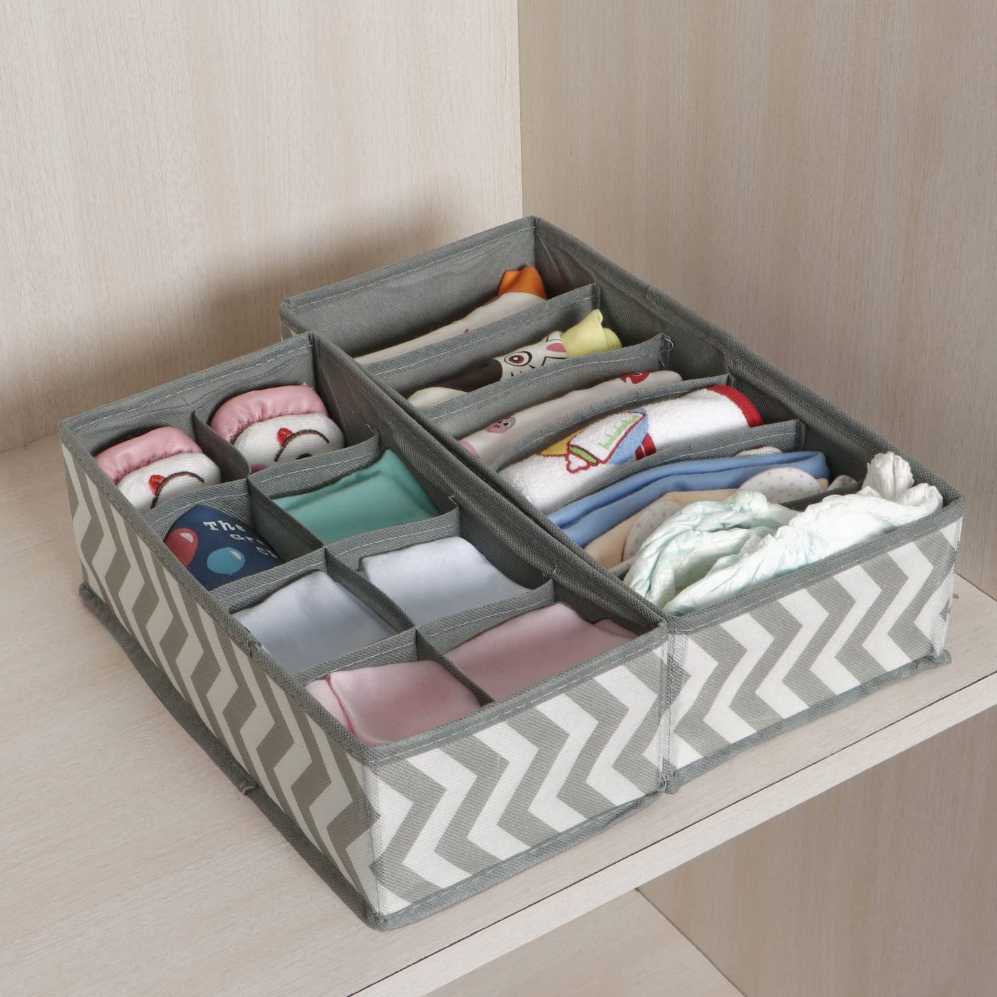 2 Pcs Undergarment Organizer Storage Box for Drawers Bra Panty Socks Tie Lingerie Organizer for Wardrobe, 8x6 Grid