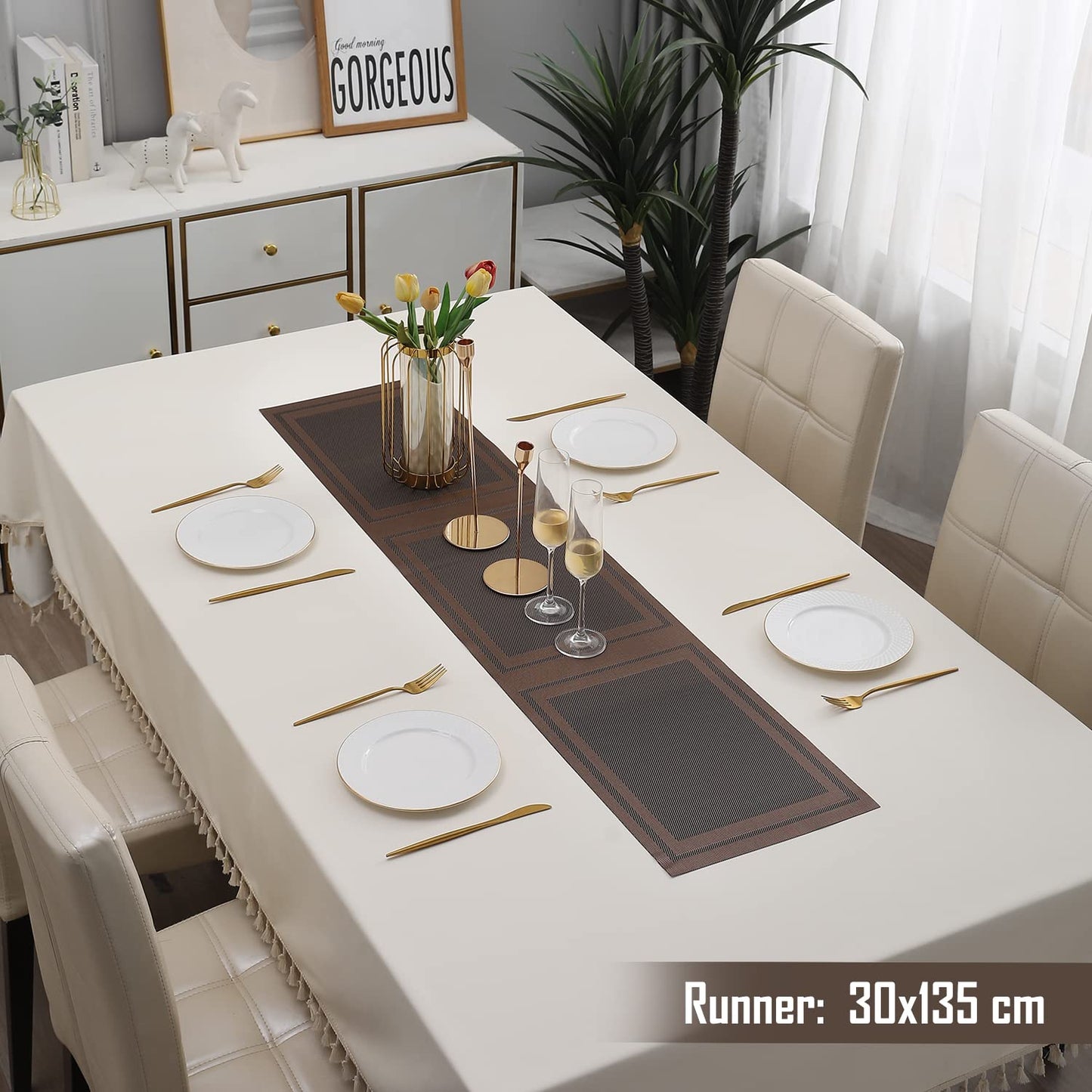 PVC Table Runner, Copper Brown
