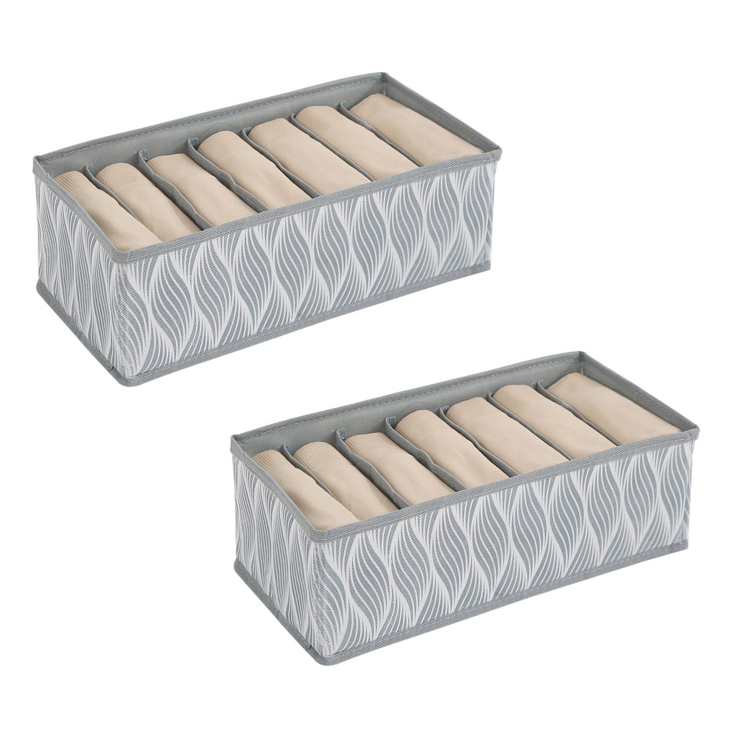 Lingerie Organizer for Women – Bra Organizer for Wardrobe & Drawers | Foldable Innerwear Organiser for Bras, Camisoles | Non-Woven Fabric, Grey leaves