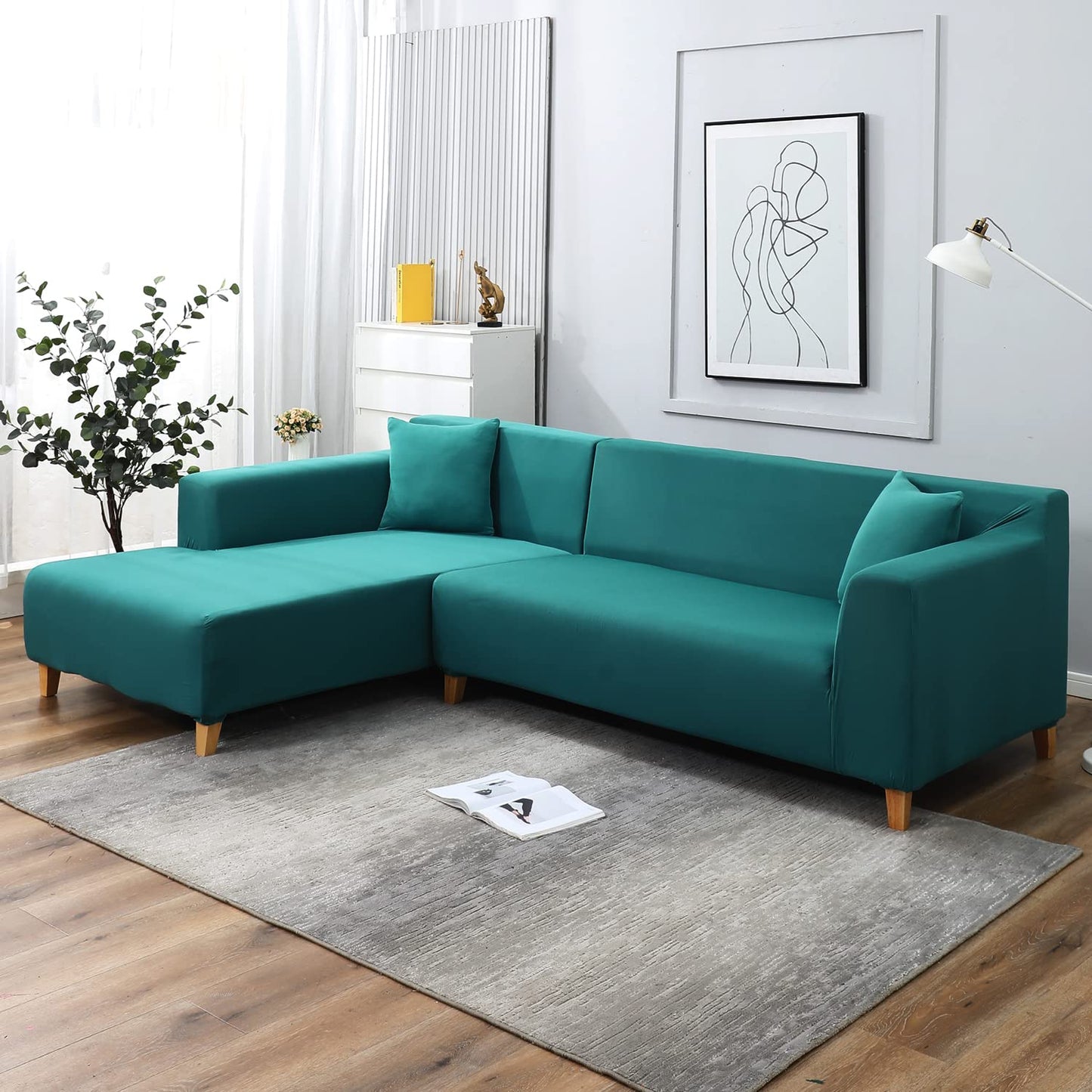 Plain Dark Cyan zippered square sofa cushion covers