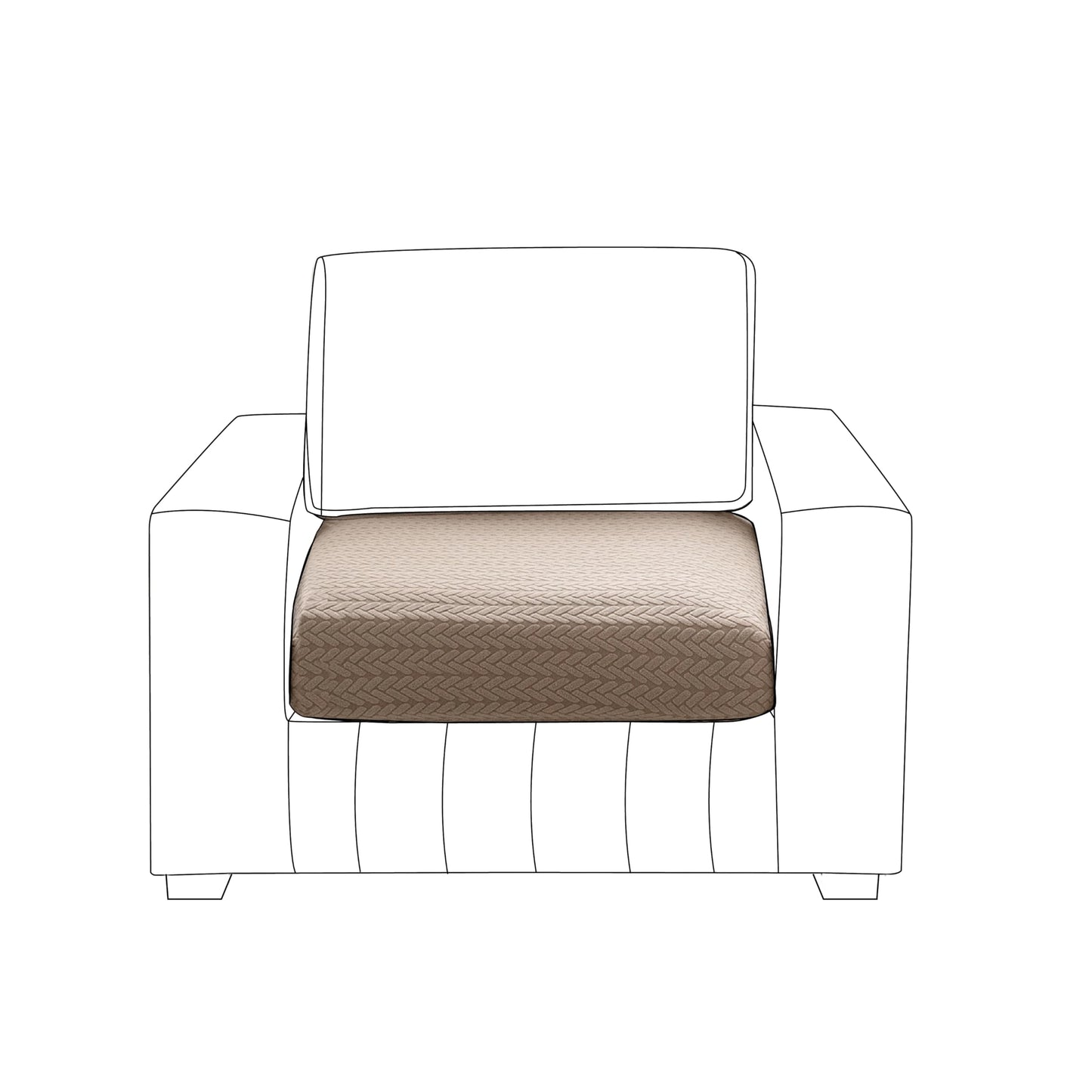 Stretchable Thick Jacquard Textured Seat Couch Cushion Cover for 1/2/3 Seaters, Brown