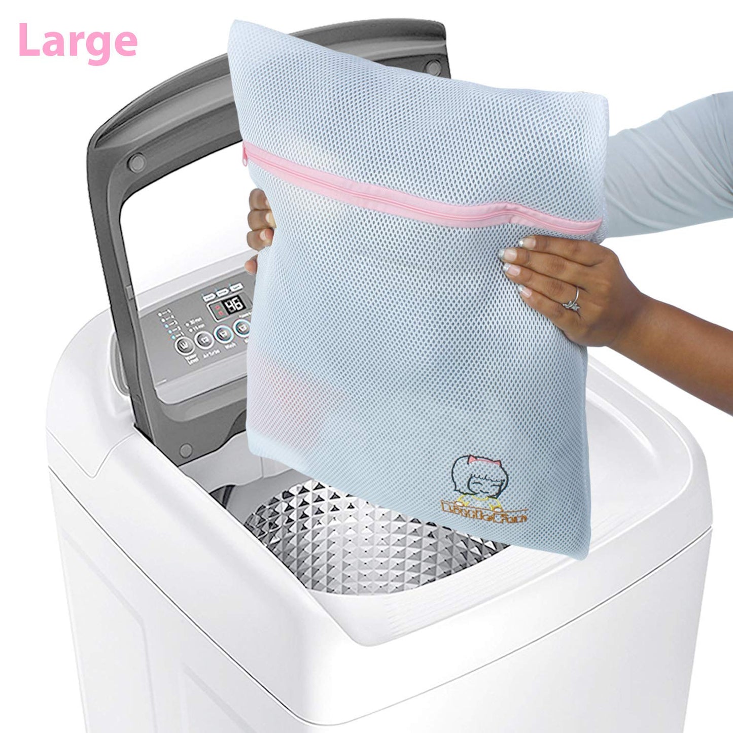 Premium Dual Layered Mesh Bags for Laundry Clothes Washing Bag, Pack of 3 (White)