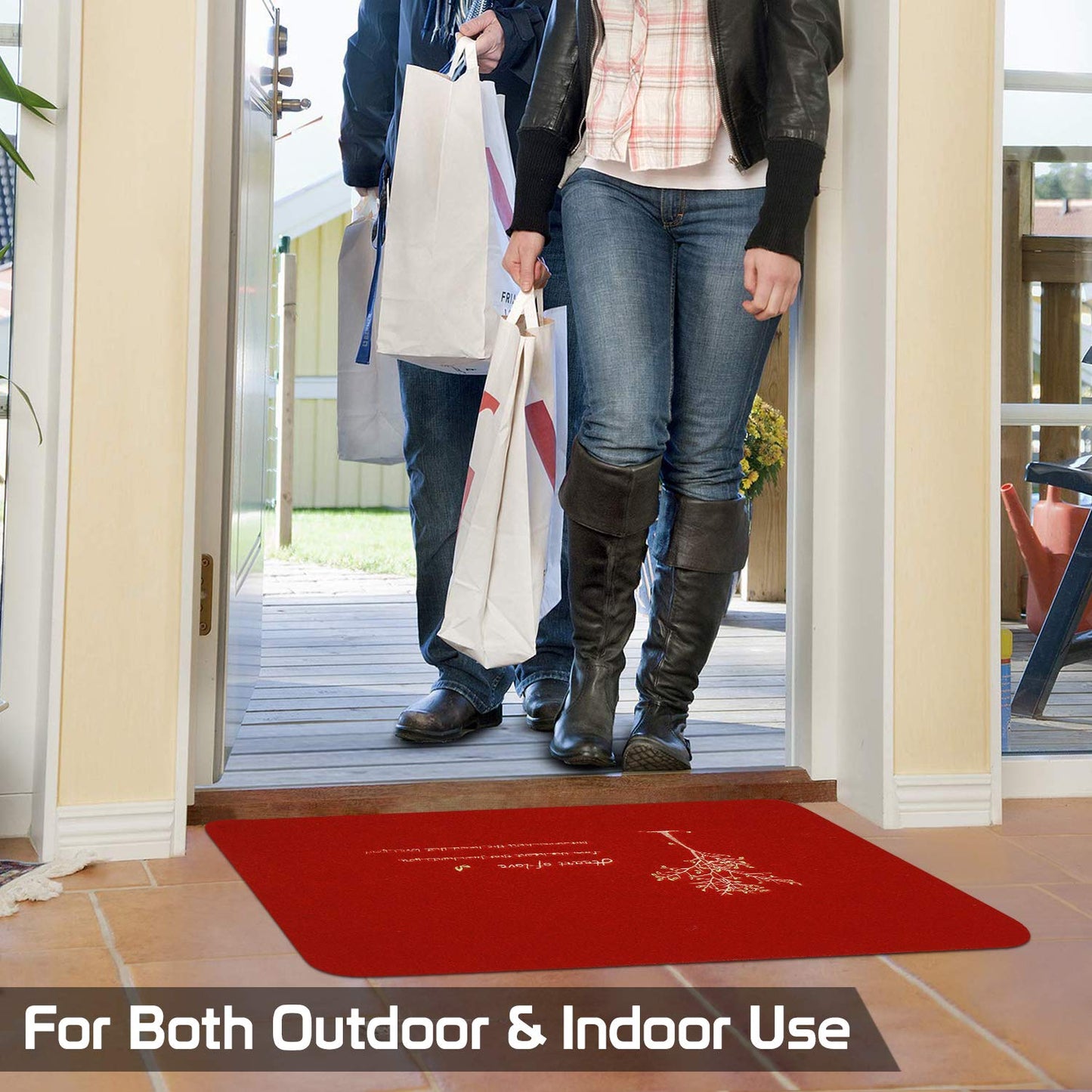 Rubber Back Dirt Trapper Inside Outside Main Door Mats For Entrance Big Size, 45 X 70 Cm, Red