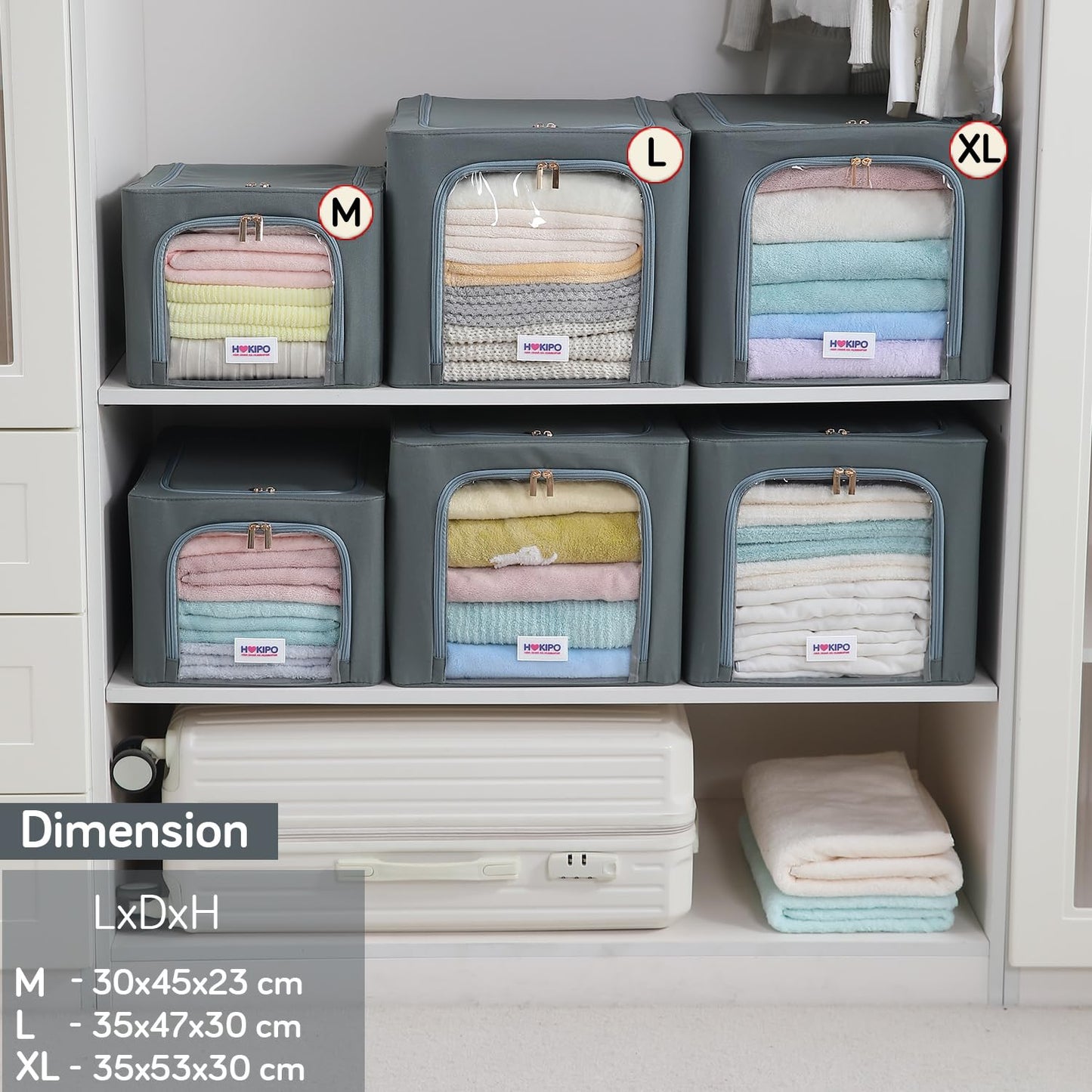 600D Oxford Fabric Wardrobe Organizer for Storage - Grey