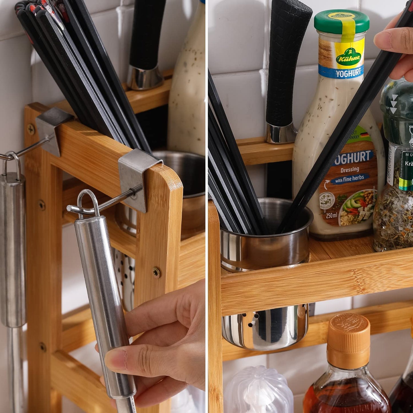2 Tier Spice Rack Organizer for Kitchen Platform Counter Top Rack Storage Shelf Stand