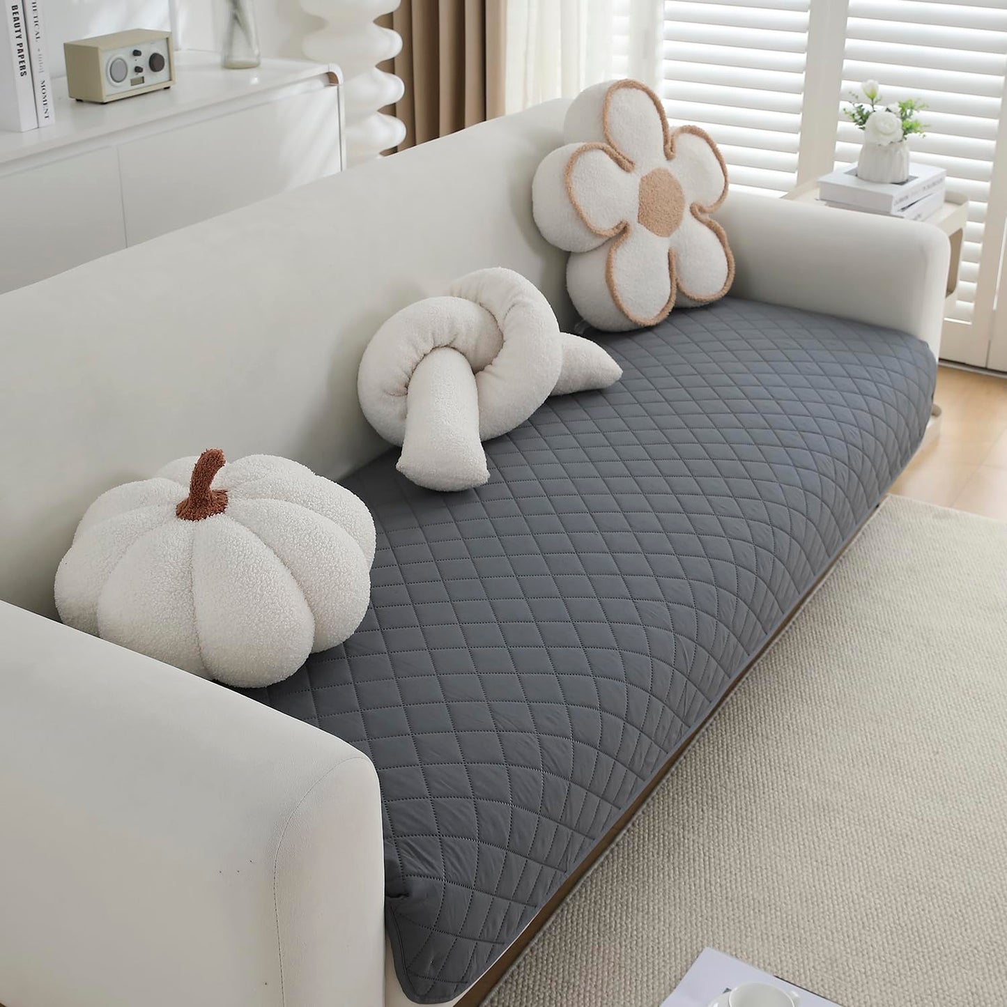 Water Repellent + Waterproof Quick Dry Sofa Seat Mat for 1/2/3 Seater Sofa - Dark Grey