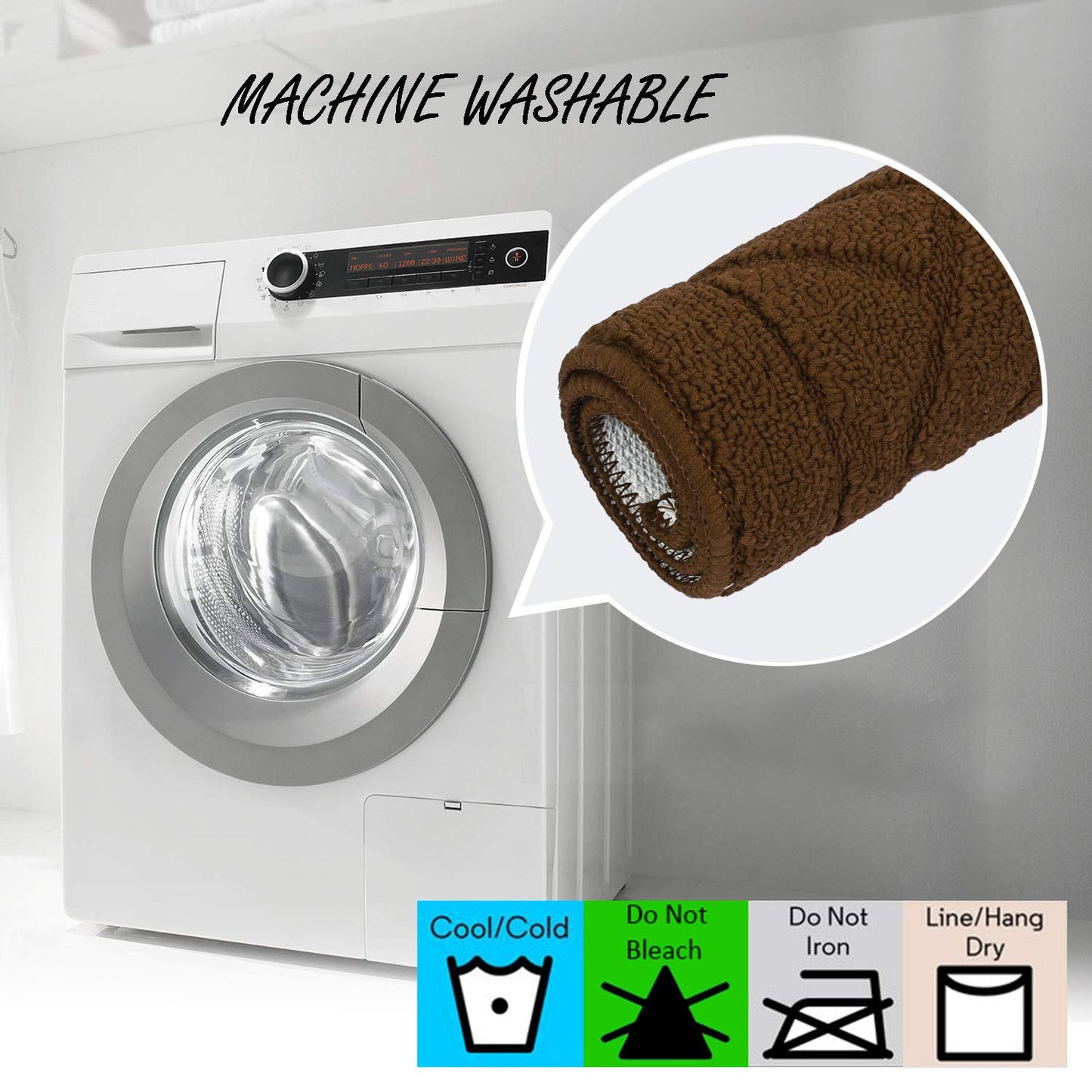 Front Door Inside and Outside Dirt Trapper Mat Polypropylene Fiber Anti-Slip Rubber Back Machine Washable Mat, Rectangular - 45 x 70 cm, Brown