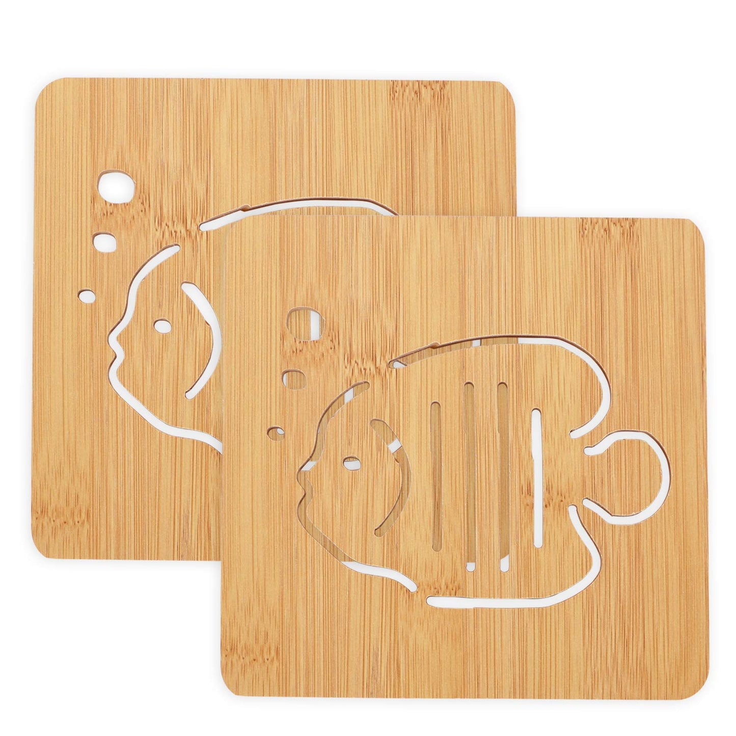 HOKIPO Eco-Friendly Bamboo Wooden Coasters for Home Pan Pot Holder - Pack of 2/4/6