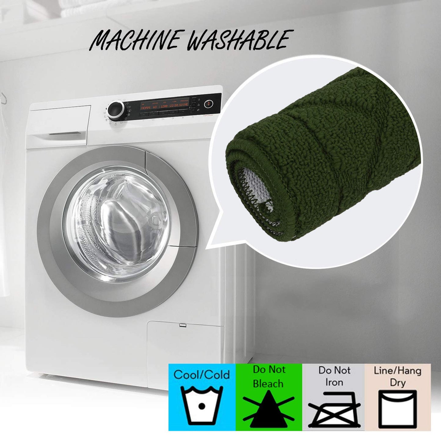 Entrance Door Inside and Outside Dirt Trapper Mat Polypropylene Fiber Anti-Slip Rubber Back Machine Washable Mat, Rectangular - 45 x 70 cm, Green