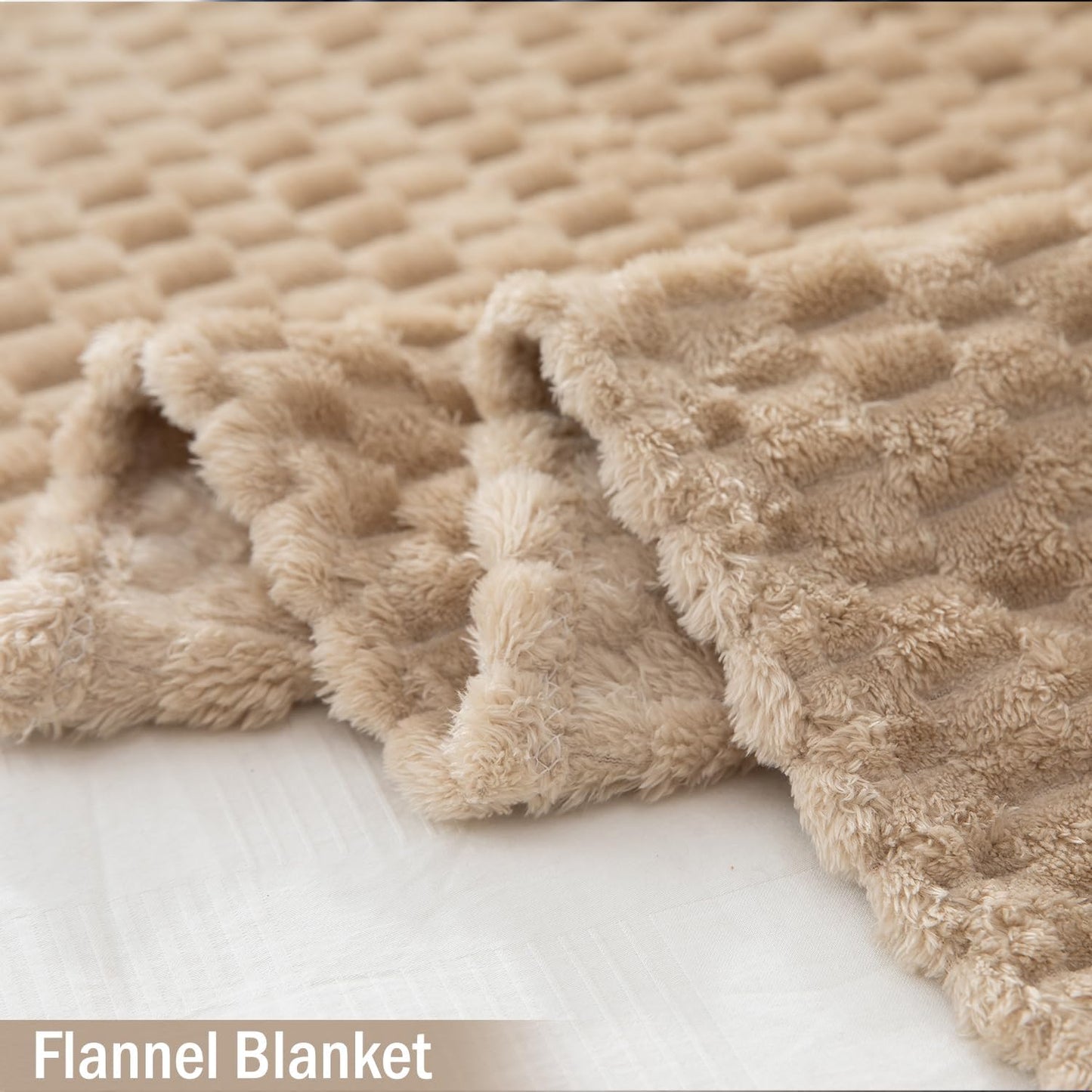 Beige Colour Soft and warm Bubble Texture Double Bed Winter Blanket | HOKIPO