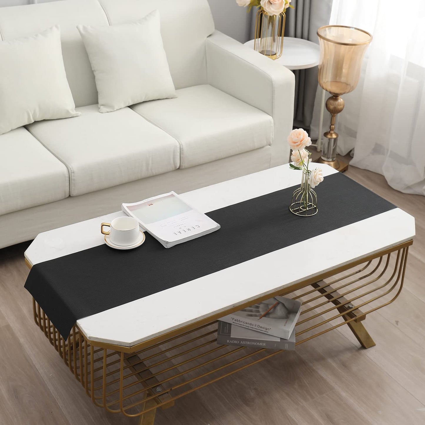 PVC Table Runner, Black