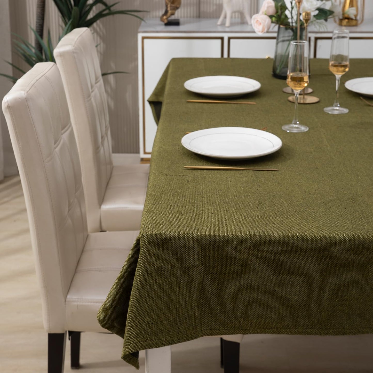 Poly Jute Dining Table Cover, Mehndi Green