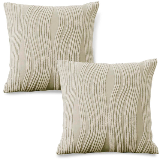 Buy Skimmed Cream Colour Festive Square Zippered Sofa Cushion Covers