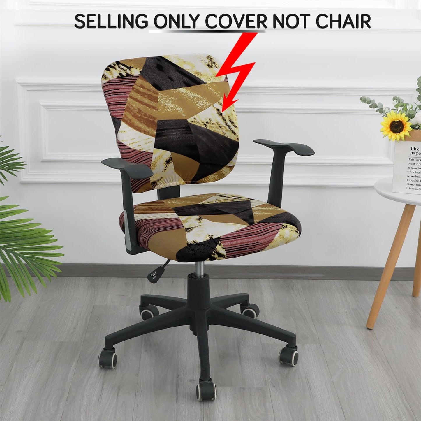 Buy Wine Abstract Geometry Print Regular Office Chair Cover | Hokipo