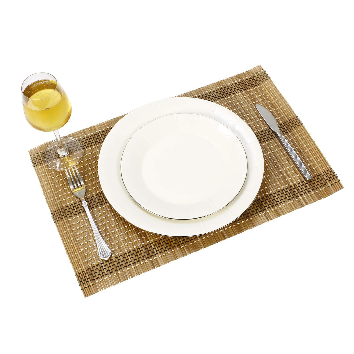 Heat Resistant Bamboo Table Mats Set of 6, 45 x 30cm, Tortilla Brown