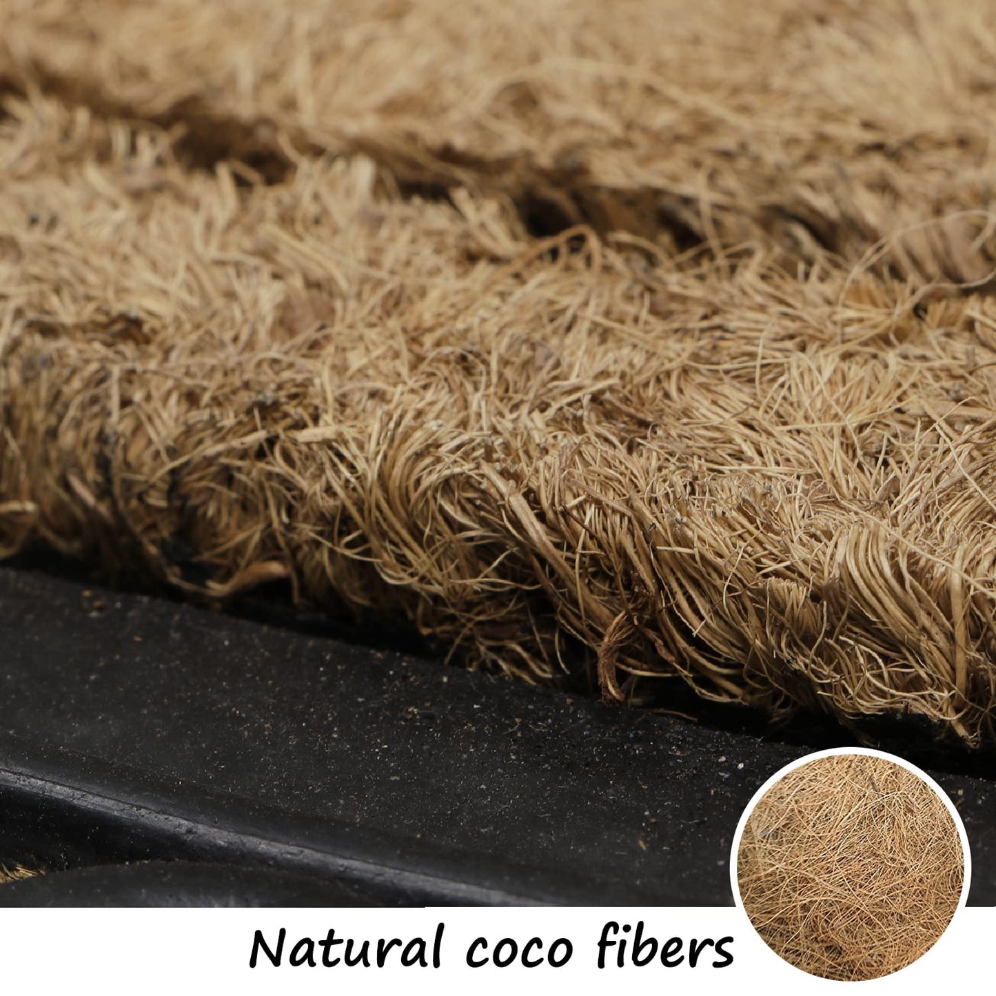 Natural Rubber Coir Rectangular Doormat with Designer Border, Anti-Slip Rubber Backing, 45x75 cm