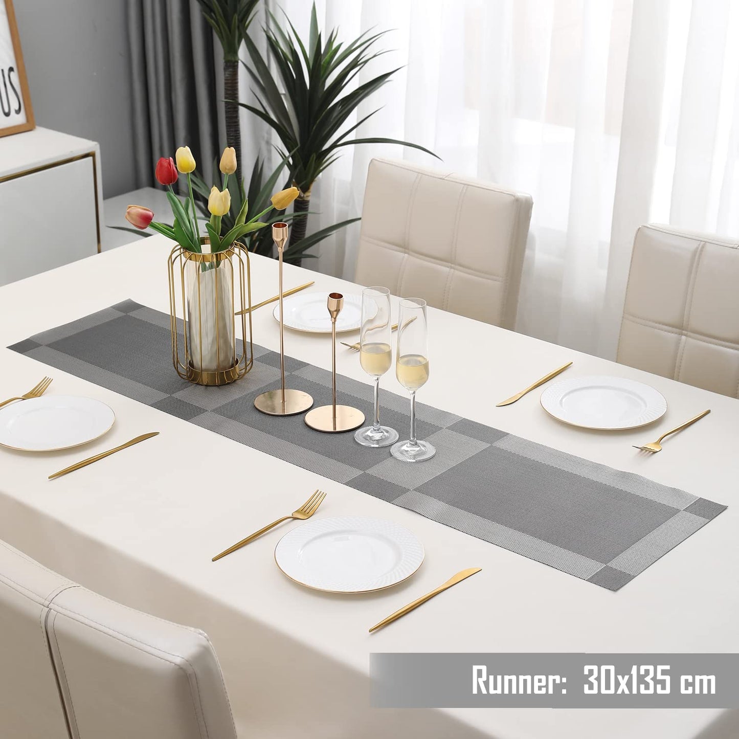 PVC Table Runner, Silver