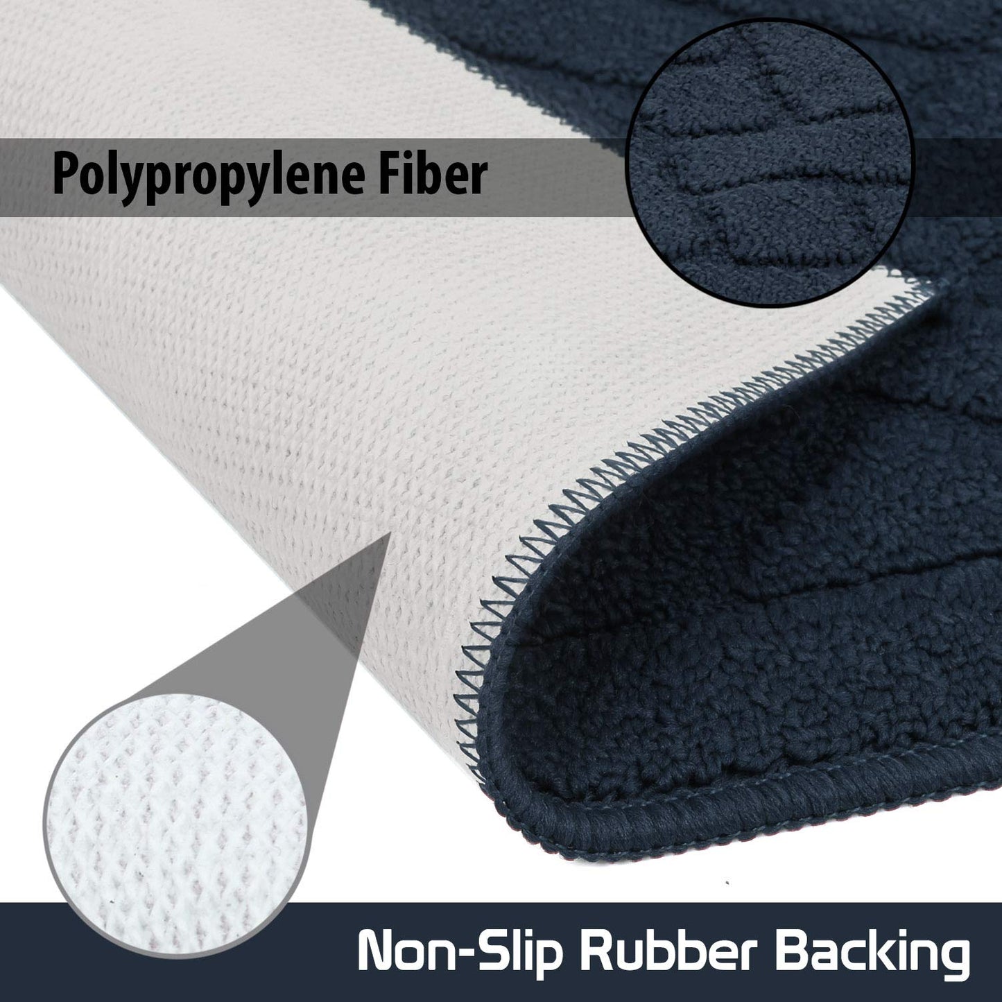 Front Door Inside and Outside Dirt Trapper Mat Polypropylene Fiber Anti-Slip Rubber Back Machine Washable Mat, Rectangular - 45 x 70 cm, Blue