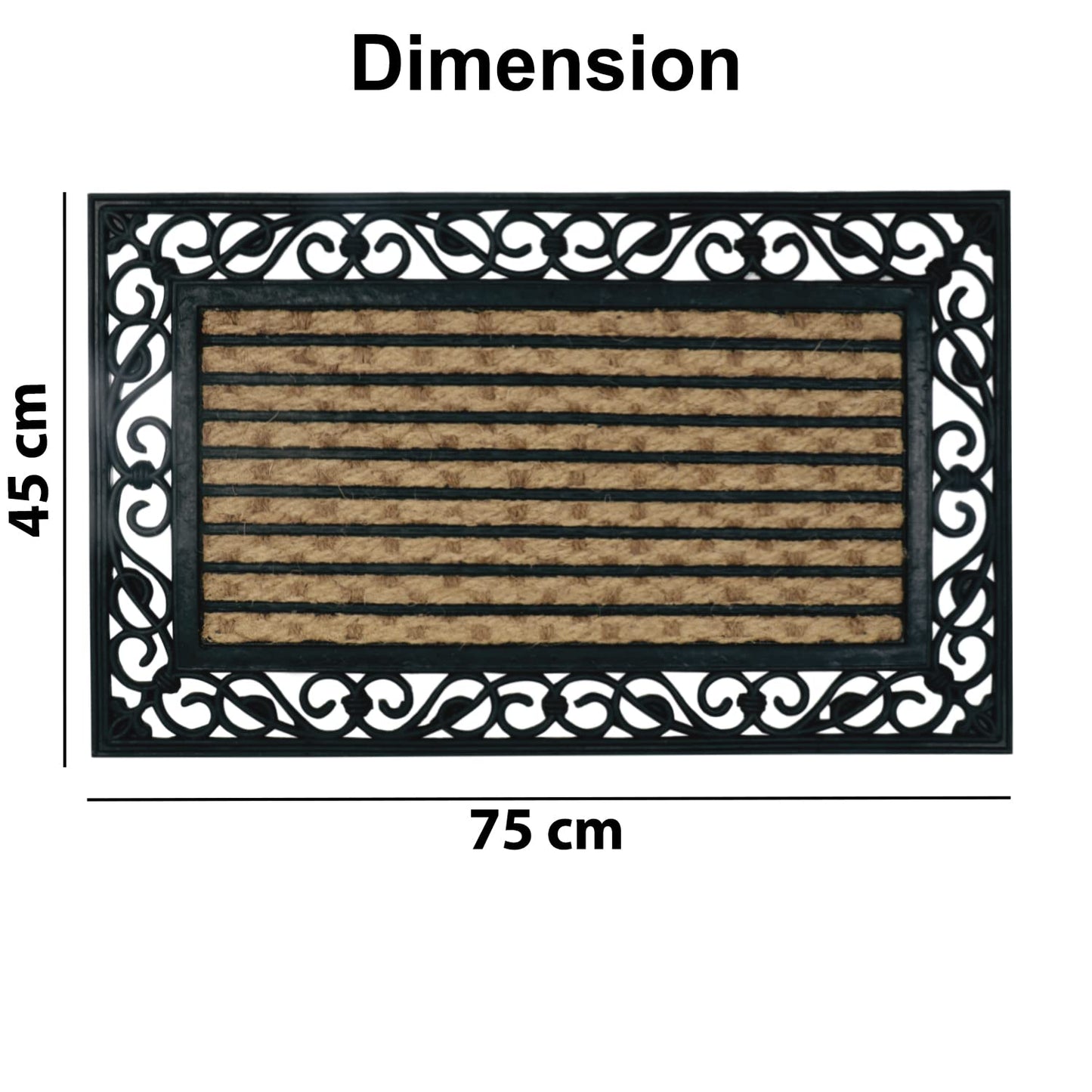 Natural Coco Coir Rubber Doormats for Home Entrance, 45x75 cm