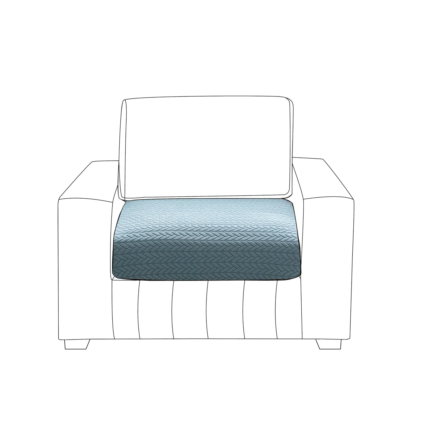 Stretchable Thick Jacquard Textured Seat Couch Cushion Cover for 1/2/3 Seaters, Carolina Blue