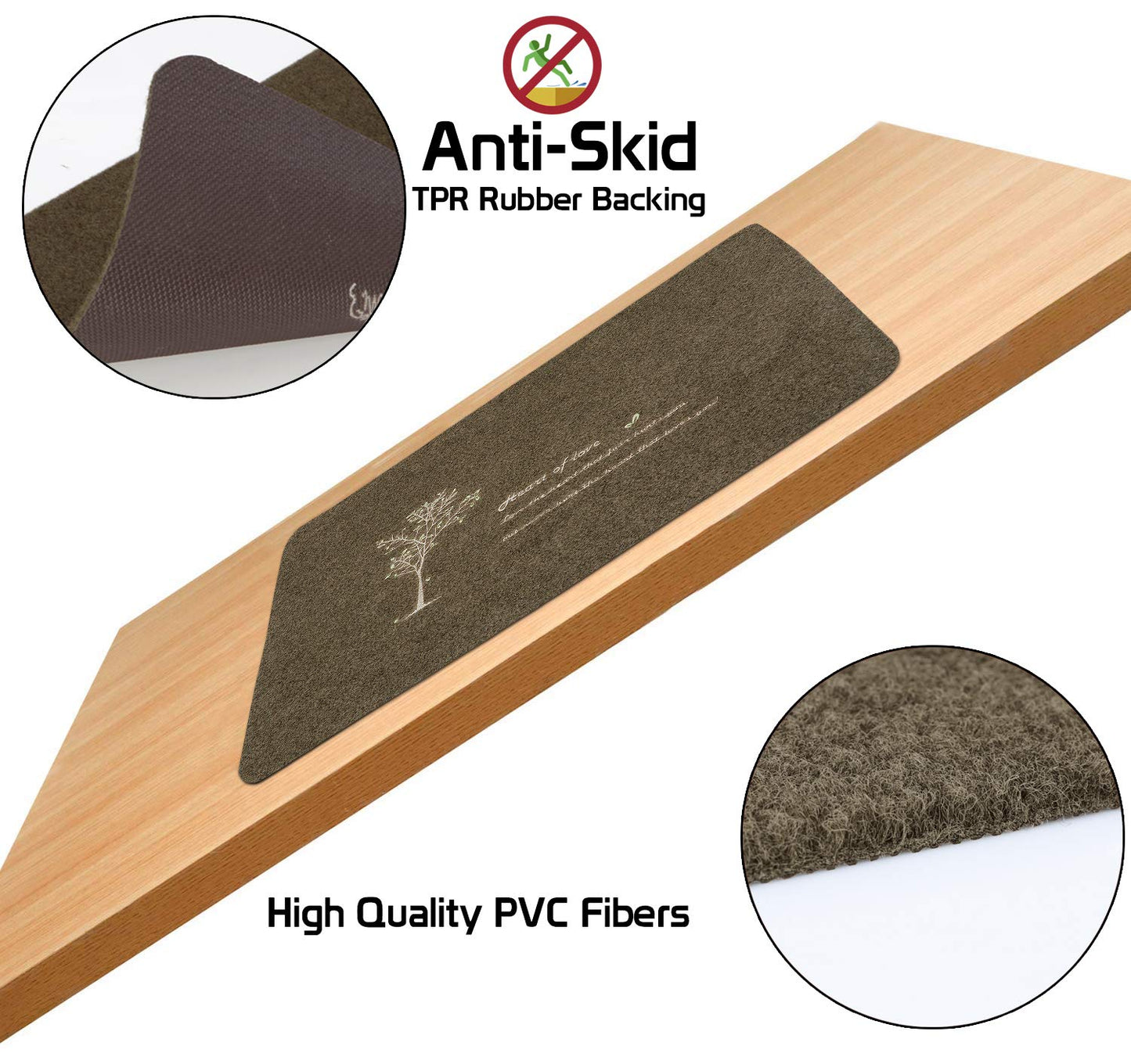 Antislip Rubber Back Dirt Trapper Inside Outside Main Door Mats for Entrance Big Size, 45 x 70 cm - Brown