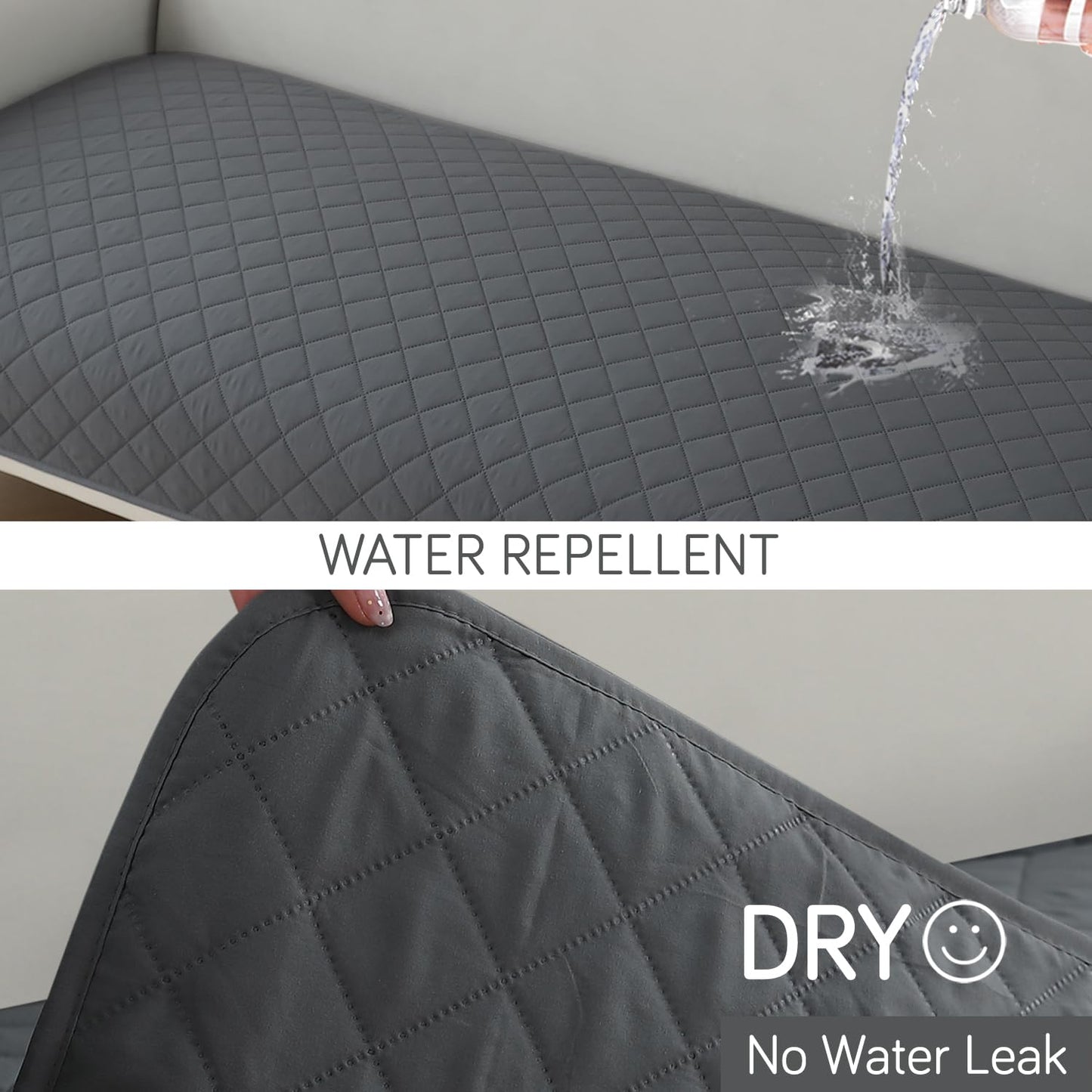 Water Repellent + Waterproof Quick Dry Sofa Seat Mat for 1/2/3 Seater Sofa - Dark Grey