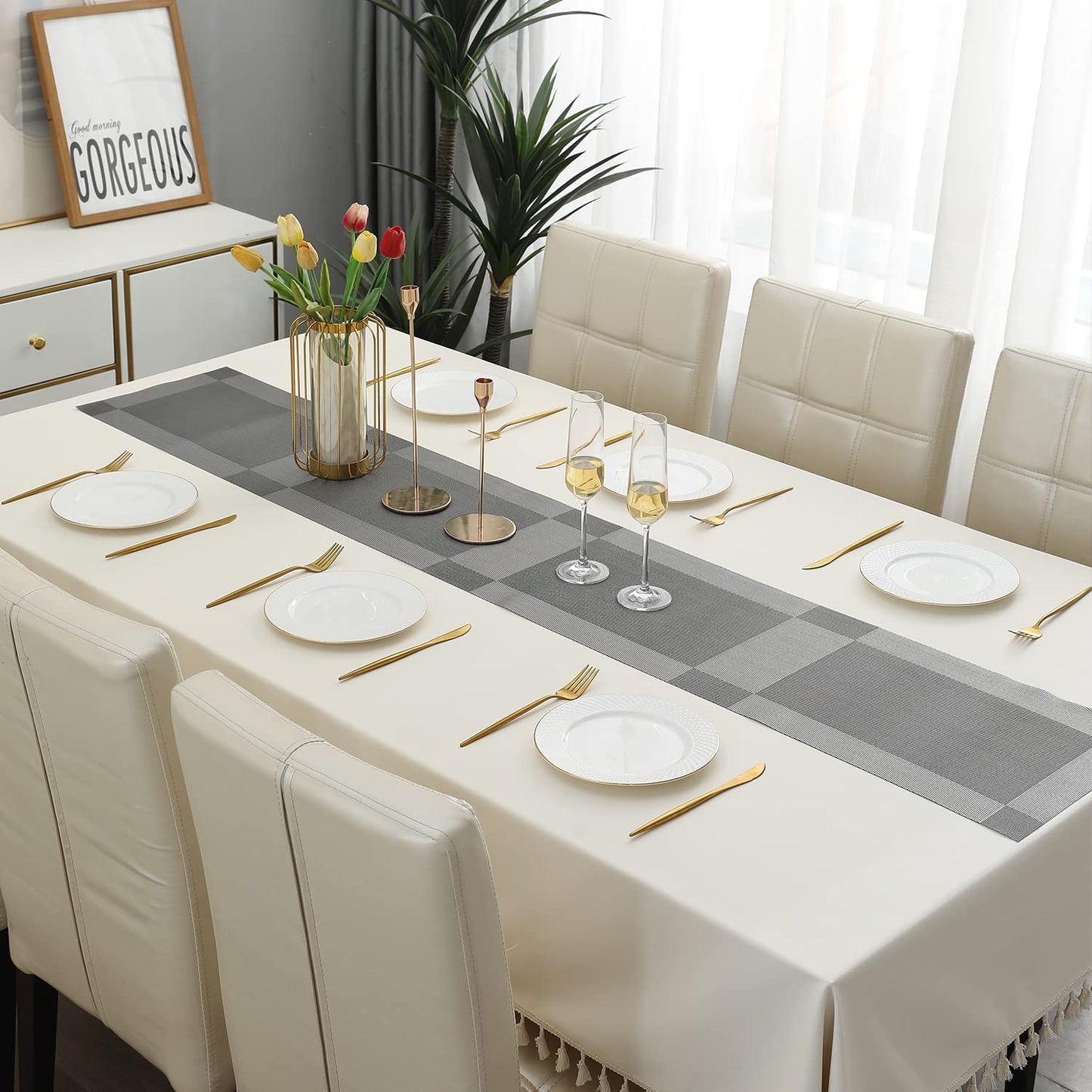 PVC Table Runner, Silver