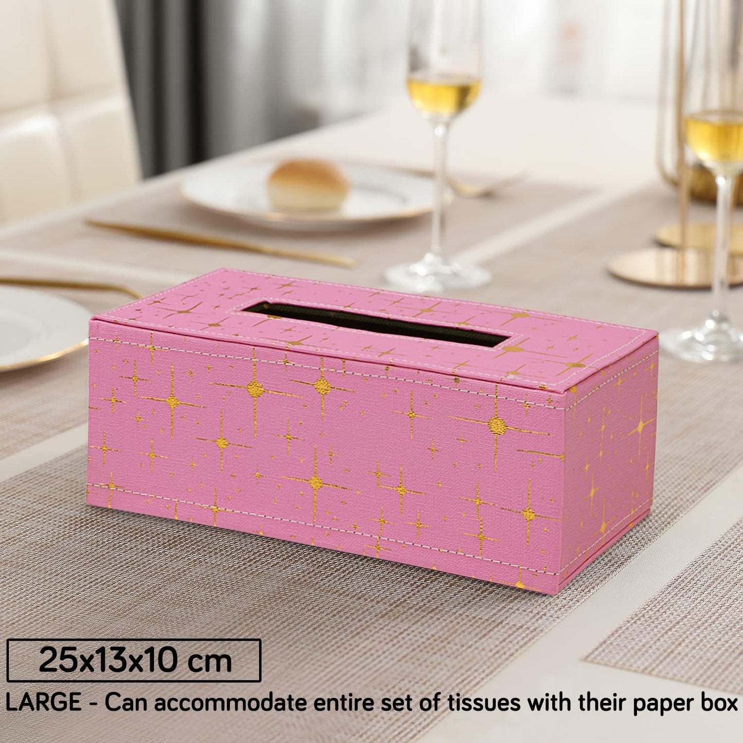Buy dark pink faux leather large tissue paper box | HOKIPO