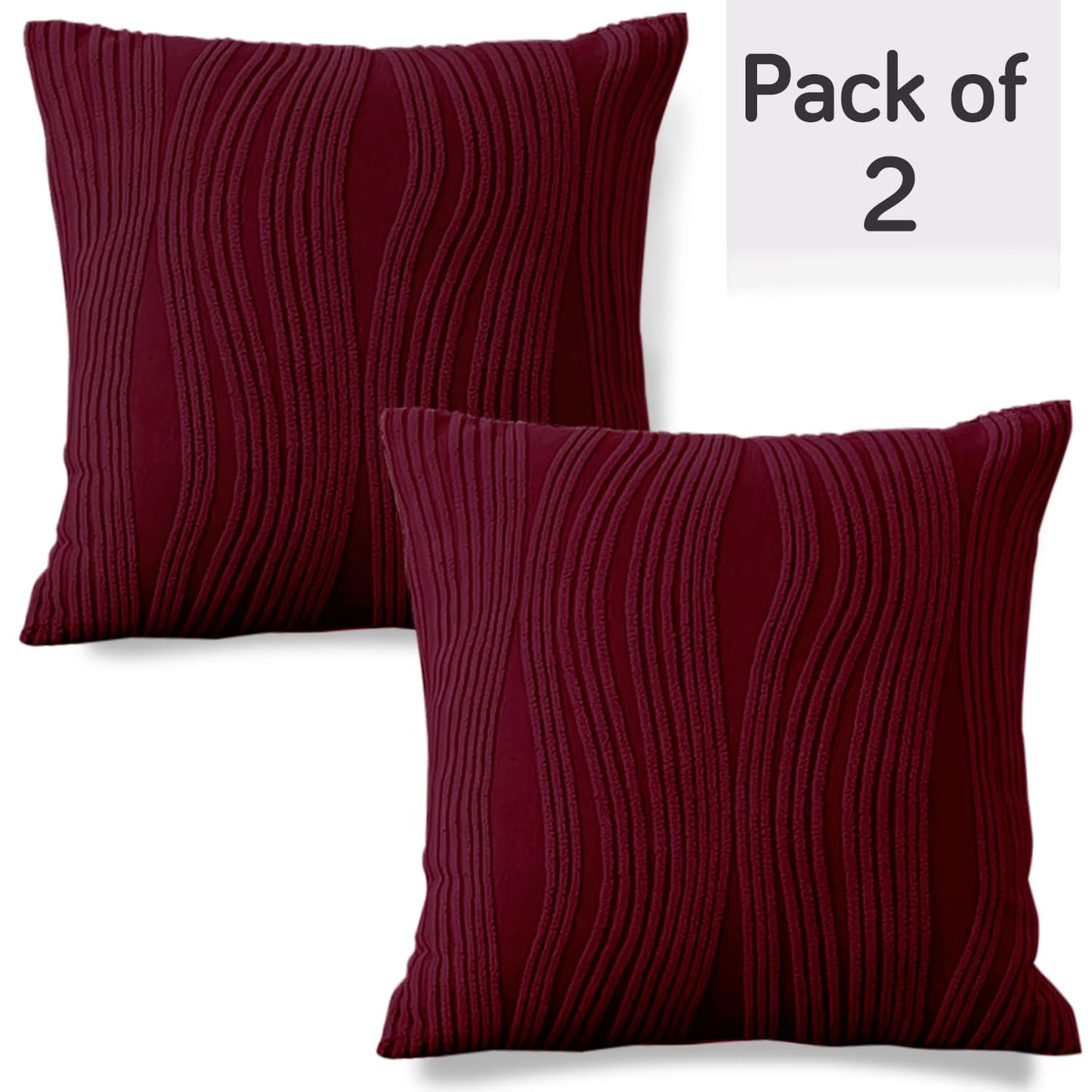 Buy Burgundy Colour Elegant Square Zippered Sofa Pillow Cover Online