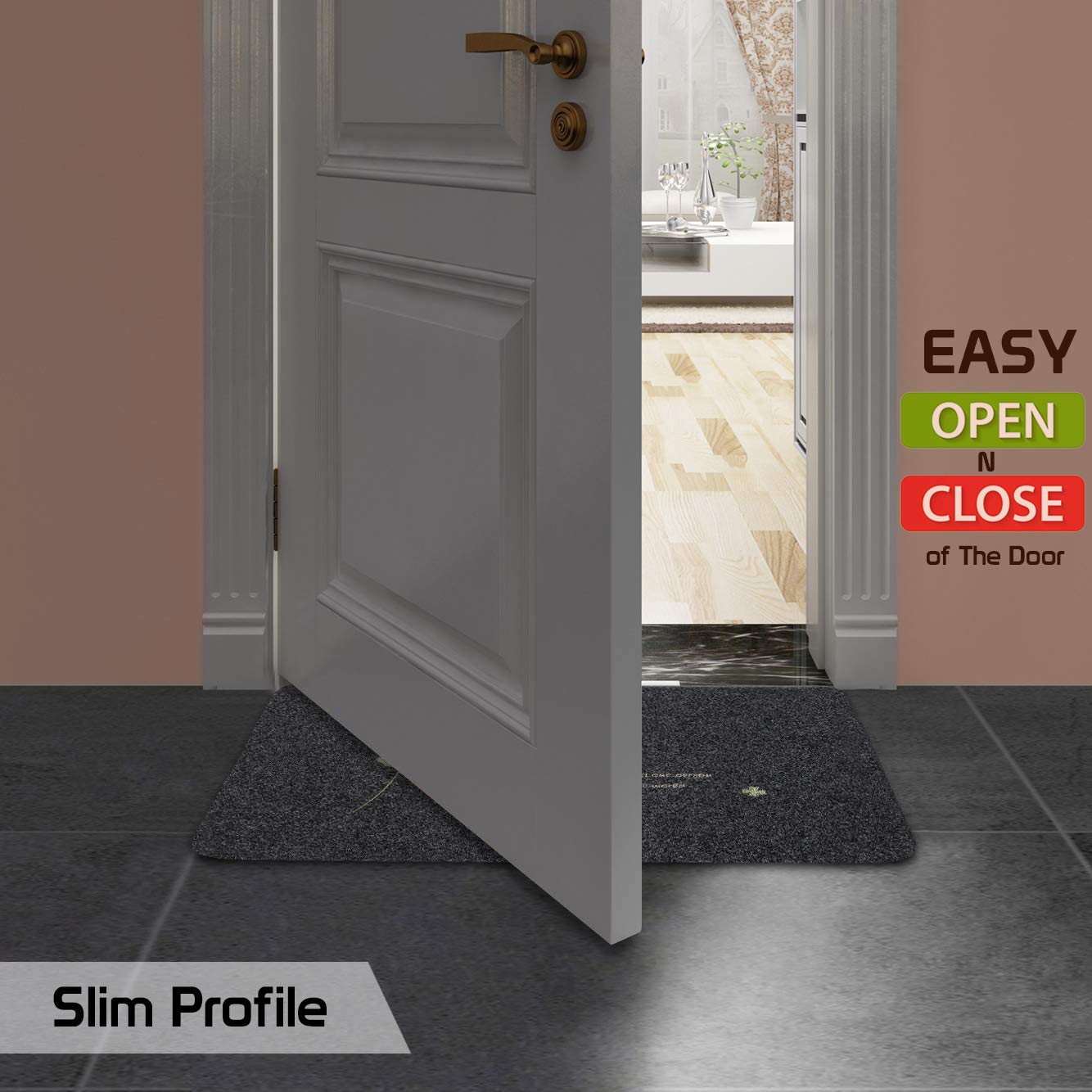 Antislip Rubber Back Dirt Trapper Inside Outside Main Door Mats for Entrance Big Size, 45 x 70 cm, Grey