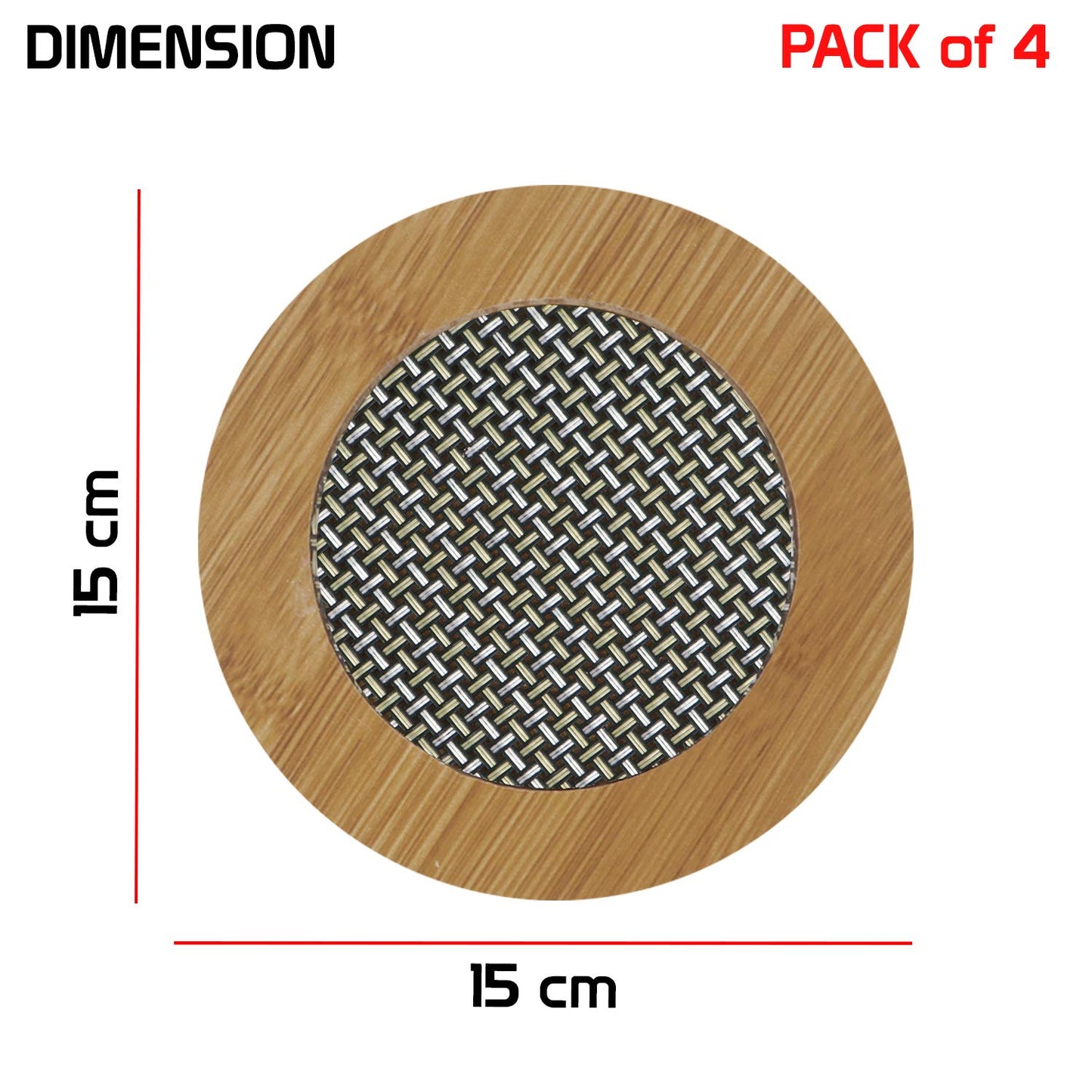 HOKIPO Bamboo Wooden Coasters for Dining Table Heat Pad for Kitchen - Pack of 2/4/6