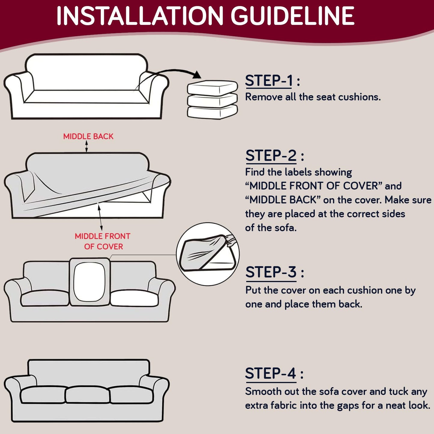 Printed Stretchable Sofa Slipcover with 1/2/3 Pc Separate Seat Cushion Cover for each 1/2/3 Seater, Spectrum Mosaic Magic