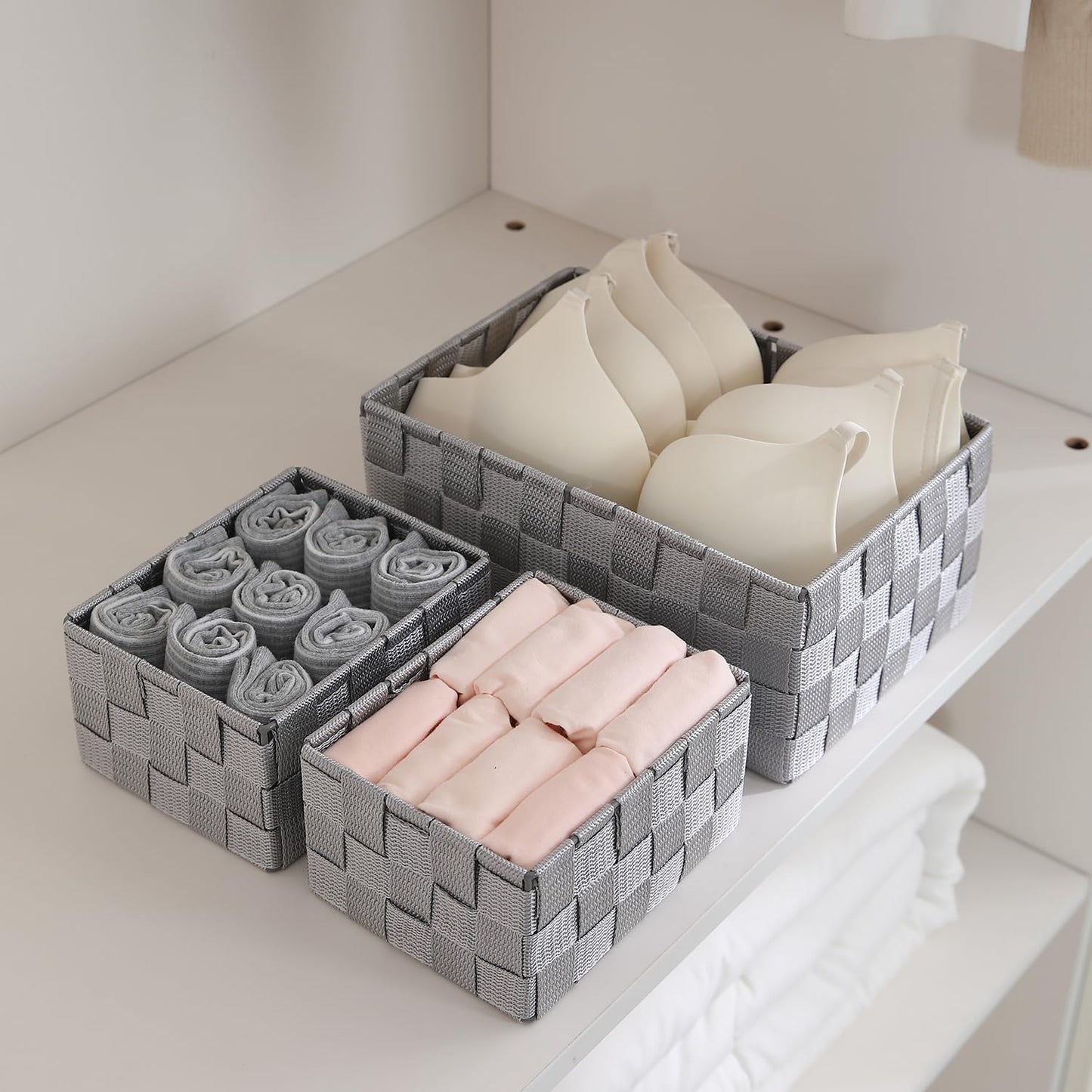 Nylon Storage Basket Desk Organizer, Grey