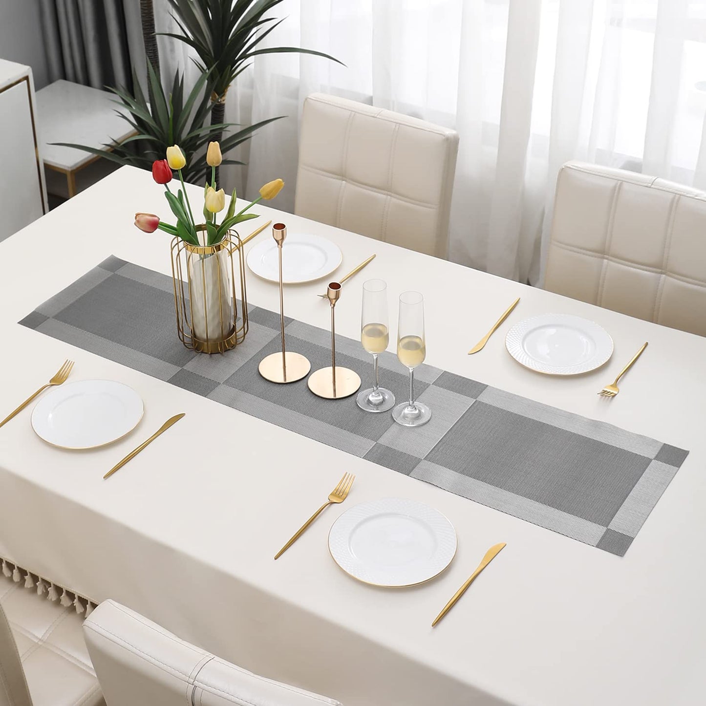 PVC Table Runner, Silver