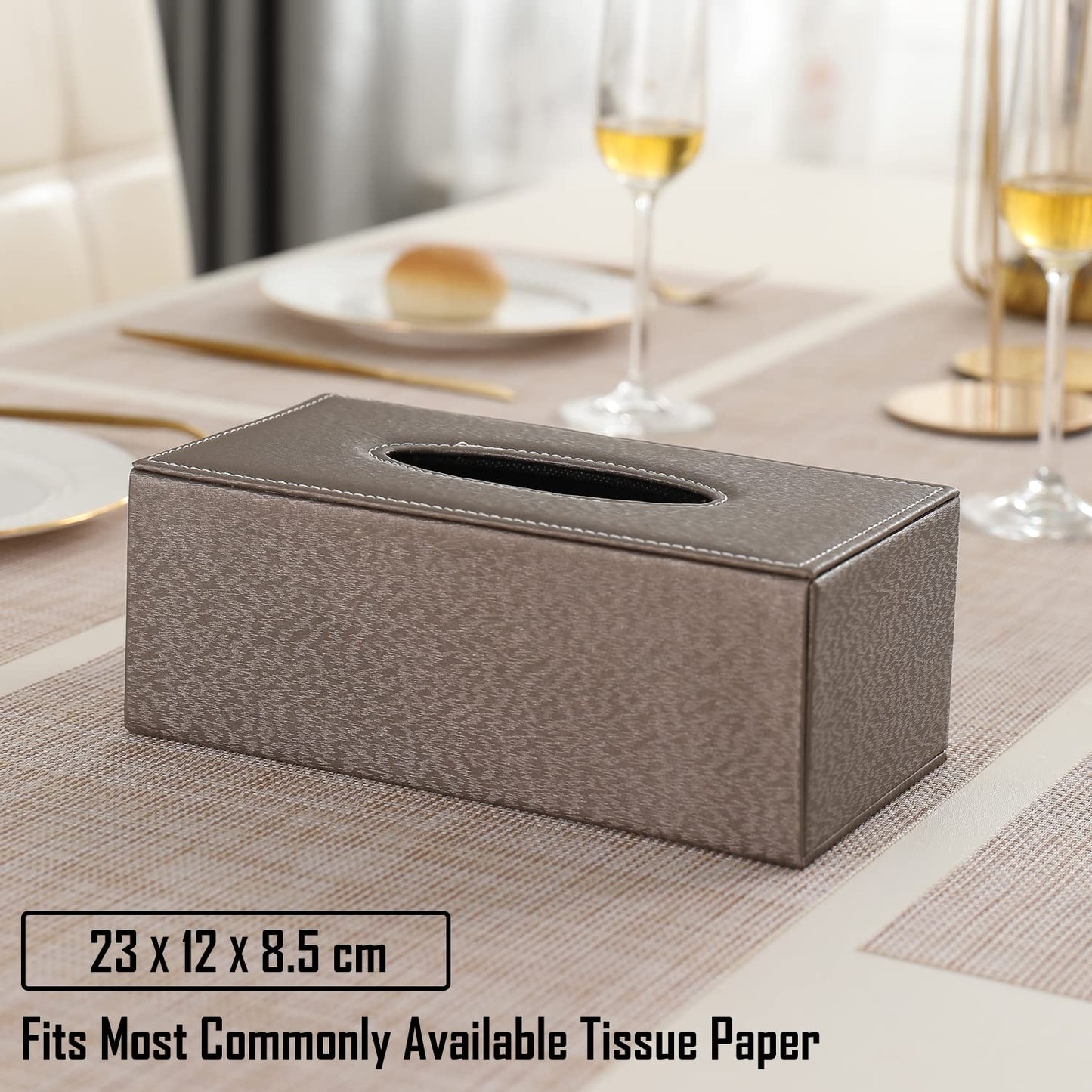 buy brown PU leather tissue paper holder | HOKIPO