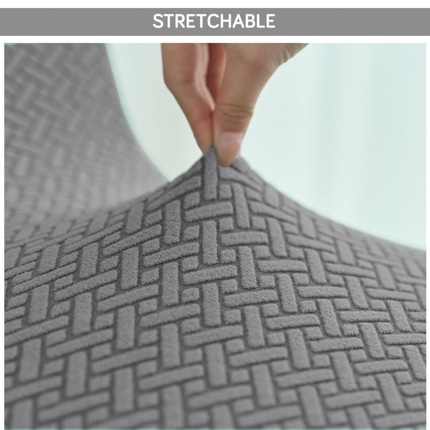 Premium Jacquard Fully Covered Cover for Swivel Dining Chair with Arms, Grey